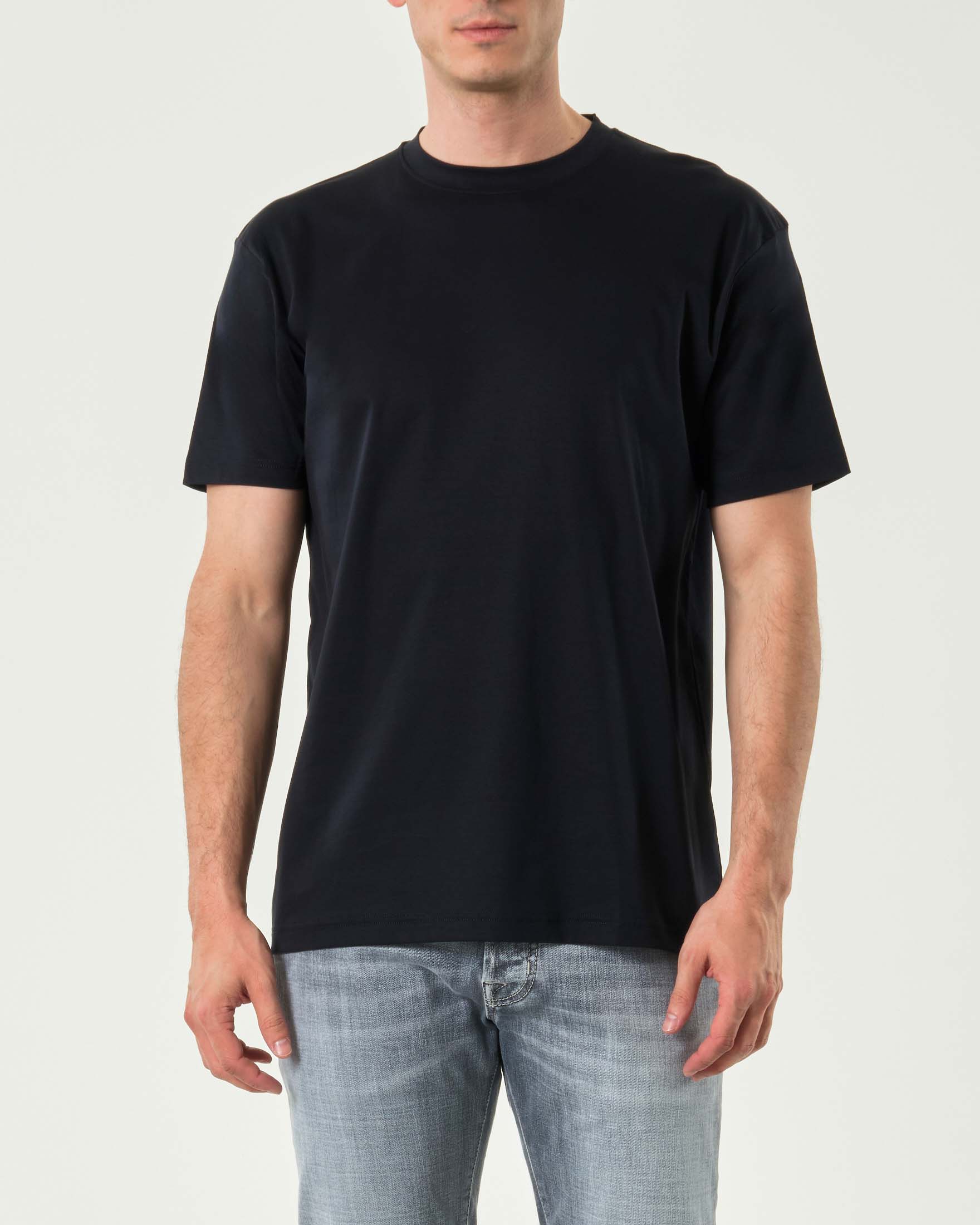 Rodolfo Pellizzari — T-shirt mezza manica Pellizzari blu navy in cotone doppio ritorto
