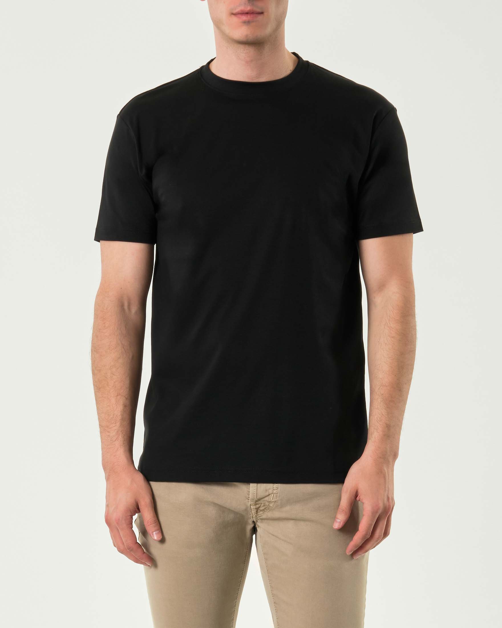 T-shirt mezza manica Pellizzari nera in cotone doppio ritorto