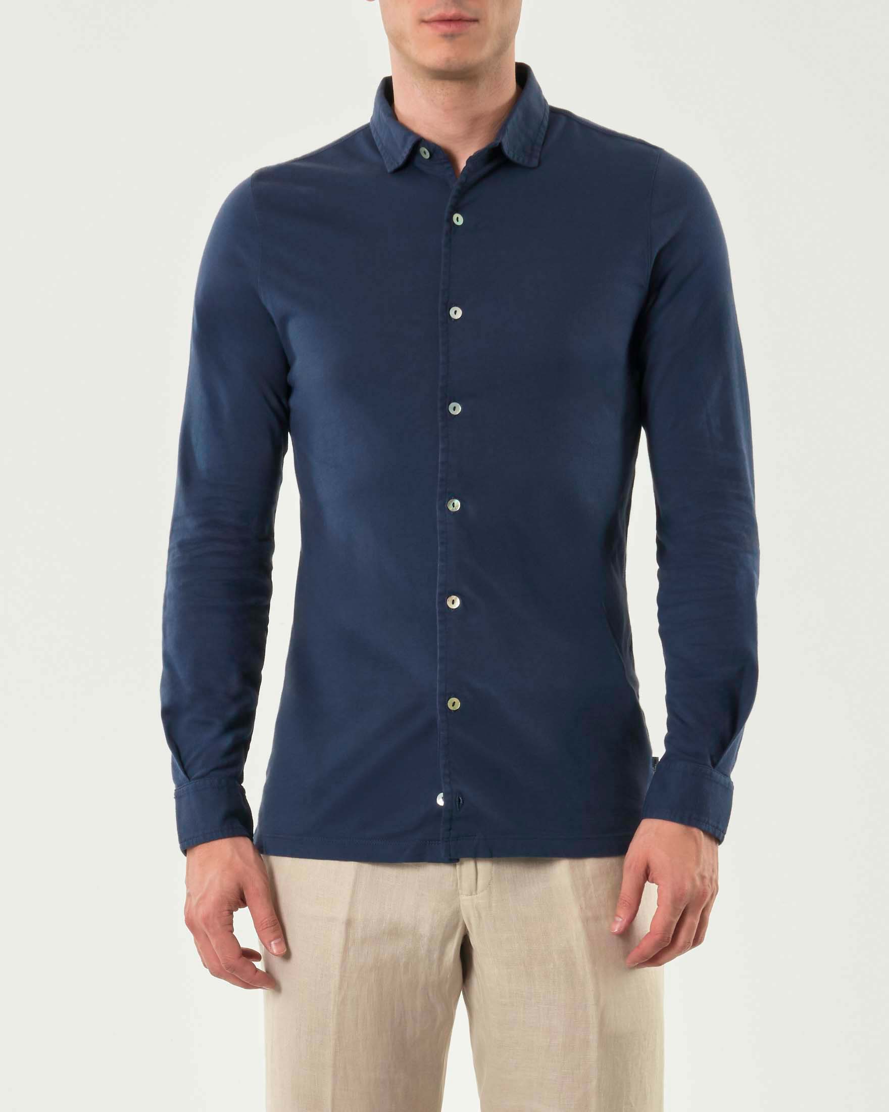 Camicia Pellizzari blu in pima cotton peruviano