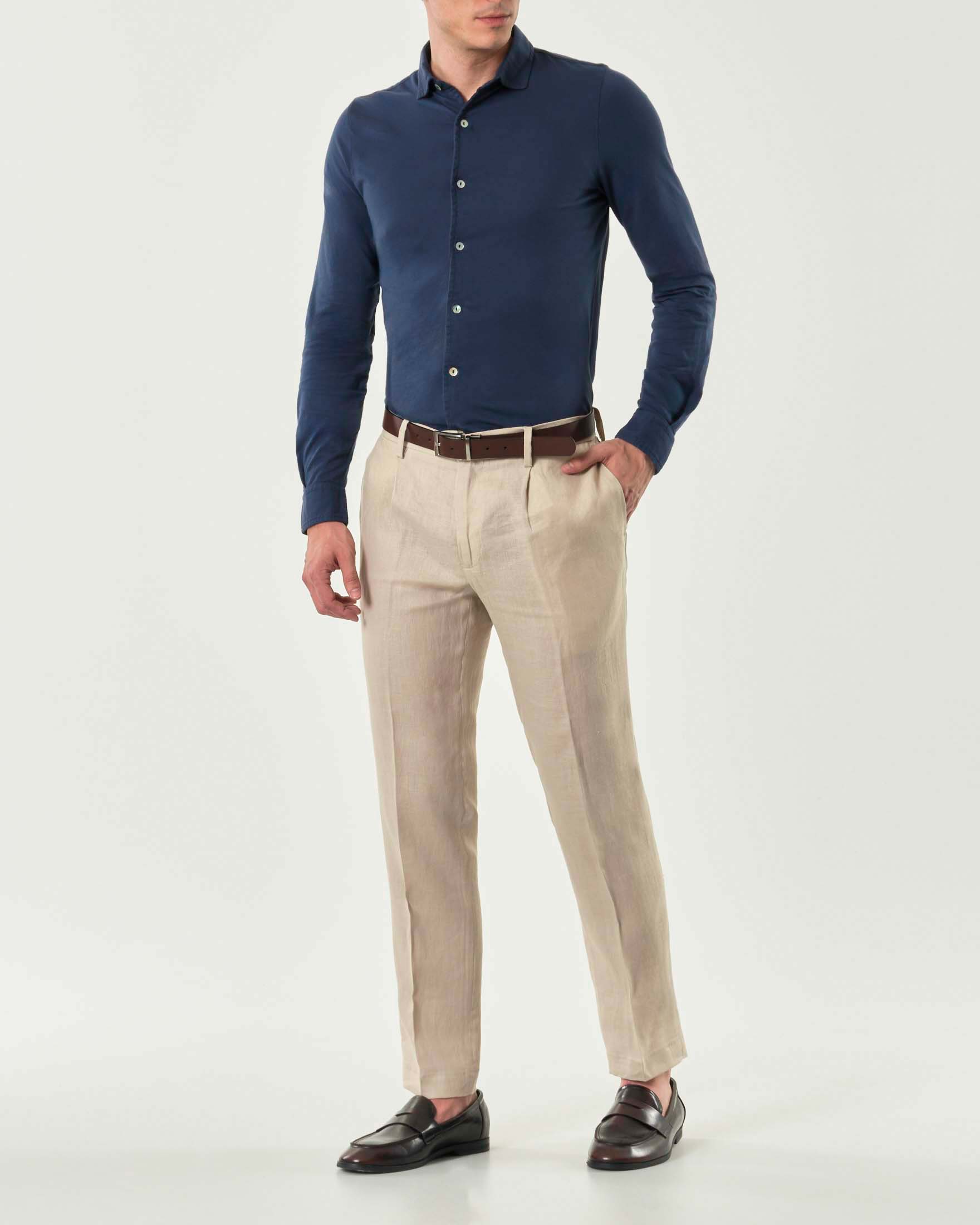 Camicia Pellizzari blu in pima cotton peruviano