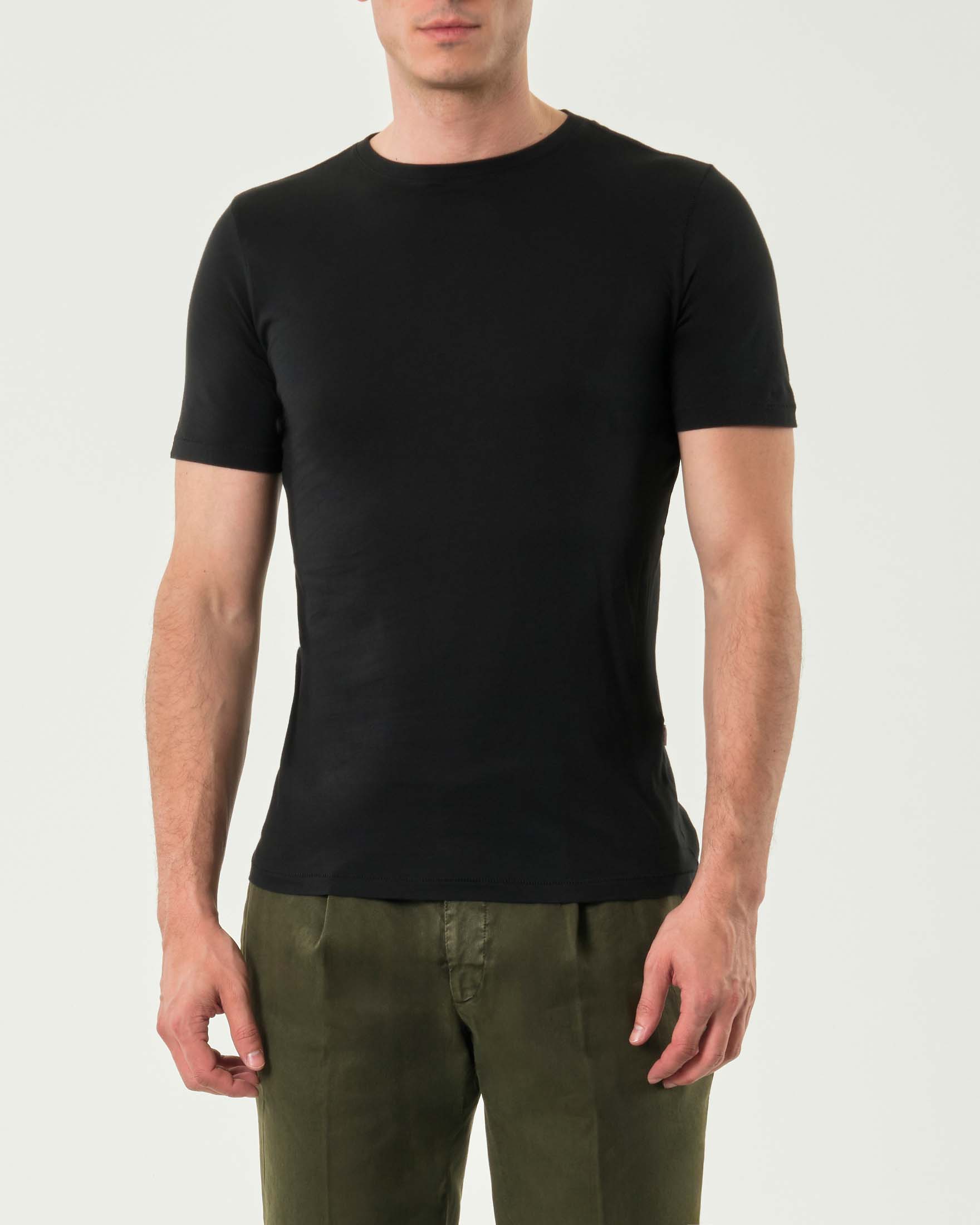 T-shirt mezza manica Pellizzari nera in pima cotton peruviano