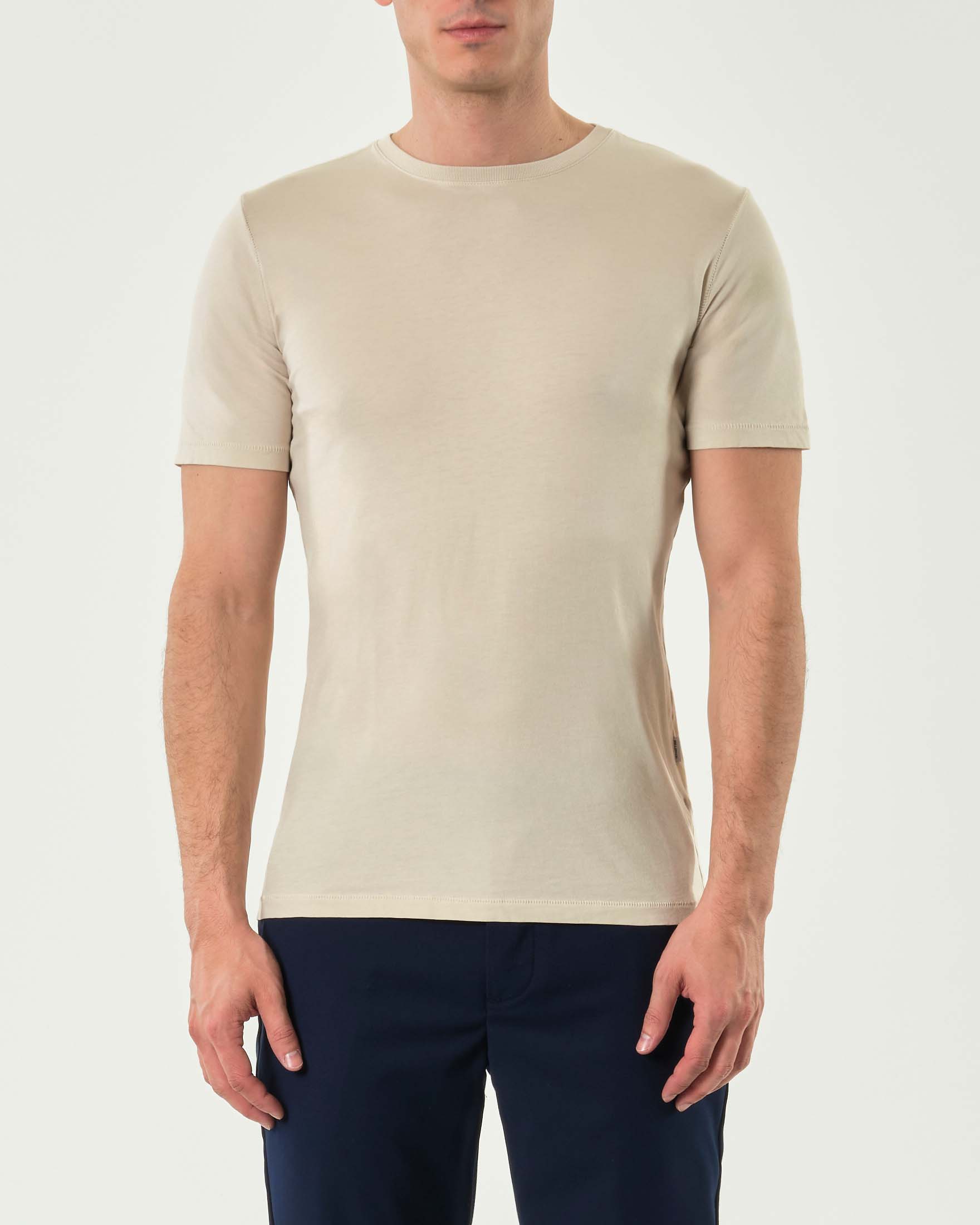 Rodolfo Pellizzari — T-shirt mezza manica Pellizzari sabbia in pima cotton peruviano