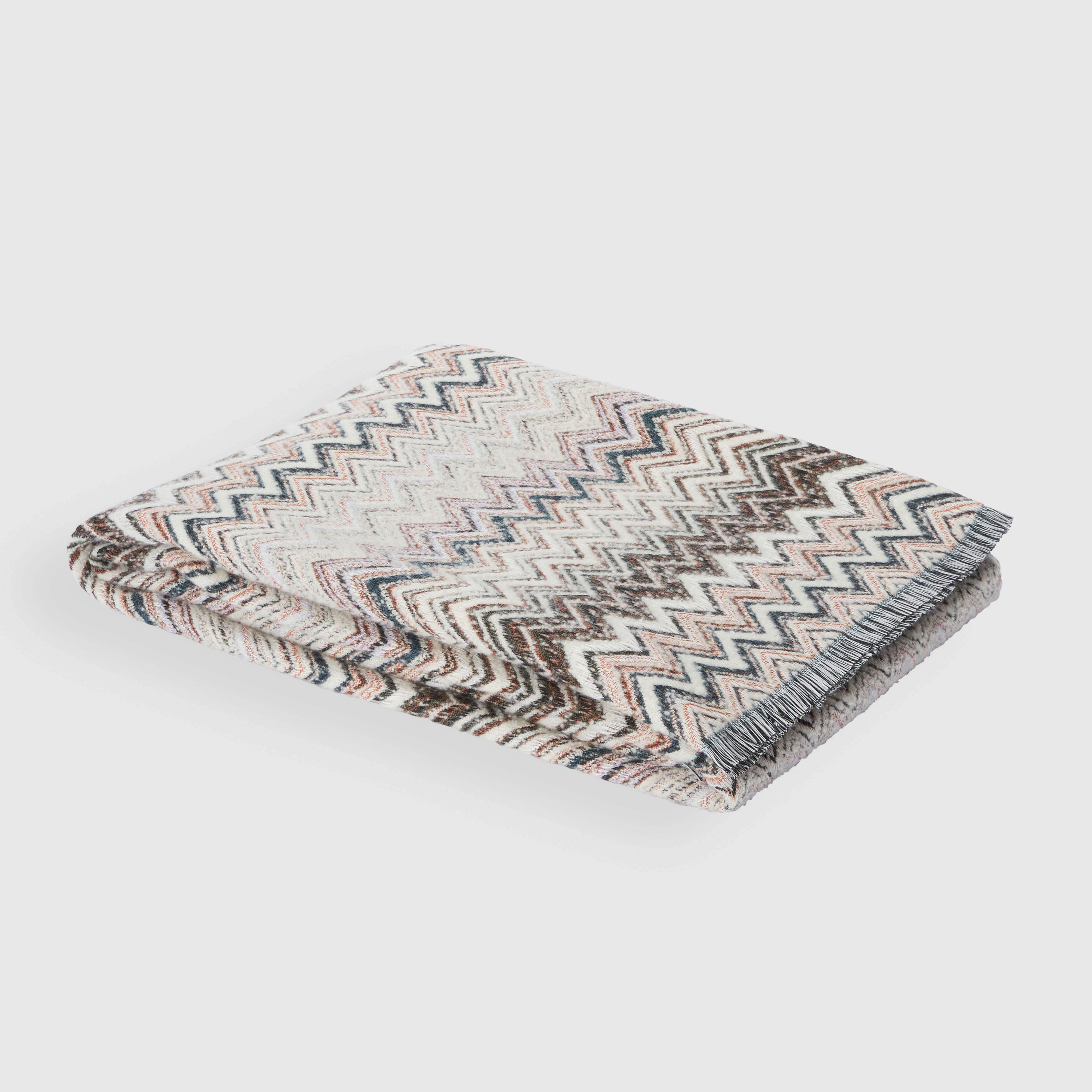 Plaids Forest in misto lana e cotone a fantasia chevron nelle nuance dell'arancio
