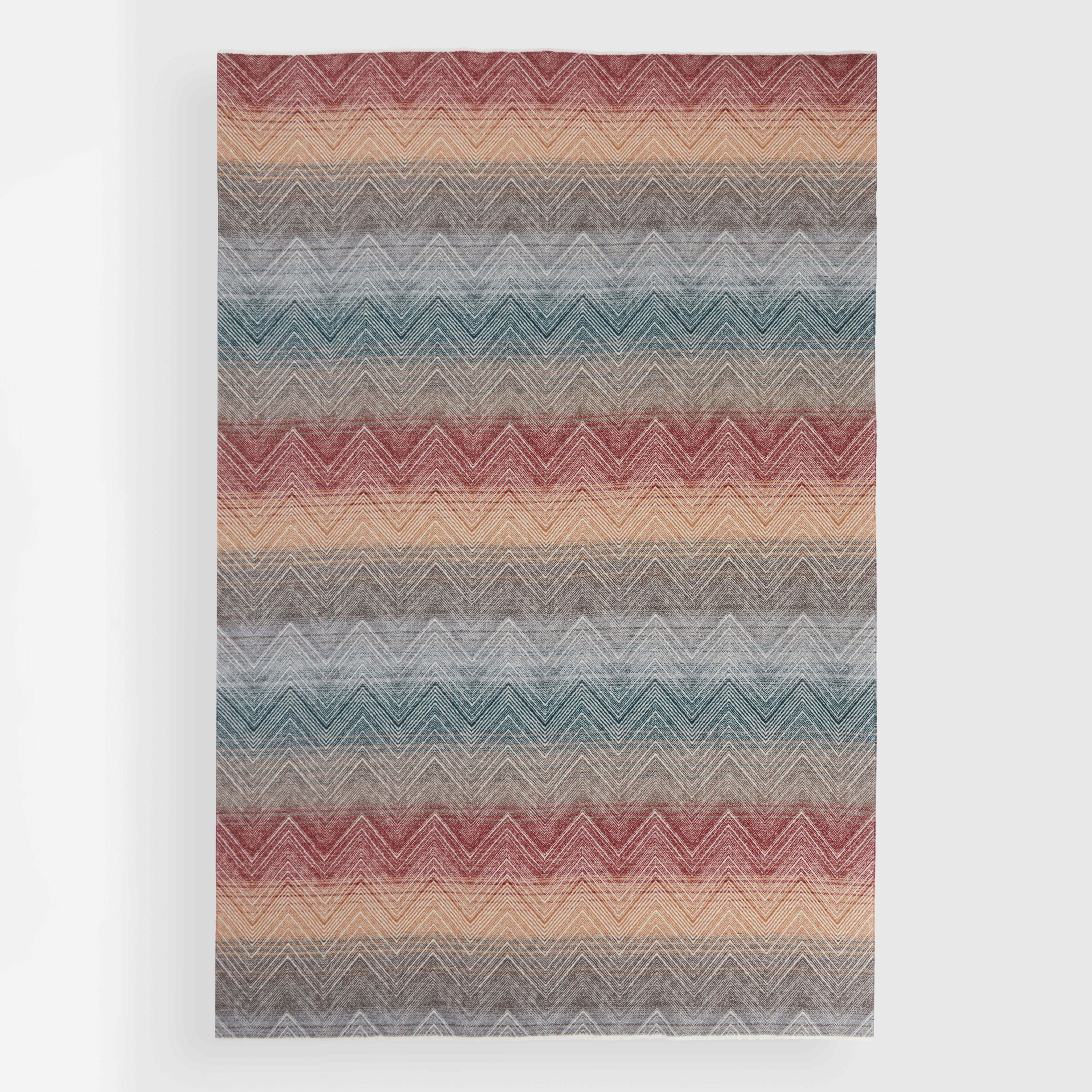 Plaids Marea in misto lana a fantasia rigata multicolor e motivo chevron bianco image