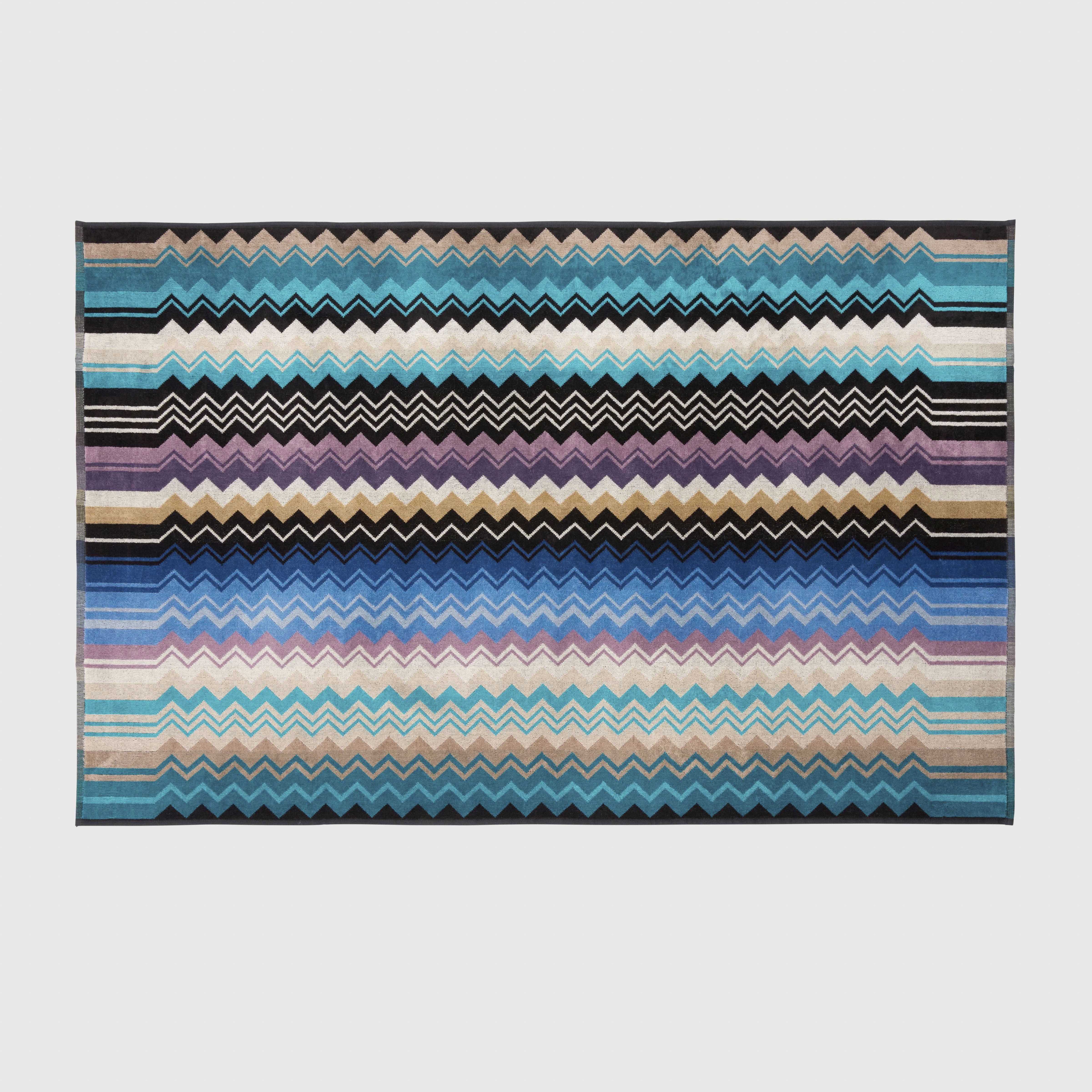 Asciugamano Giacomo in spugna di cotone a fantasia chevron nelle nuance dell'azzurro image