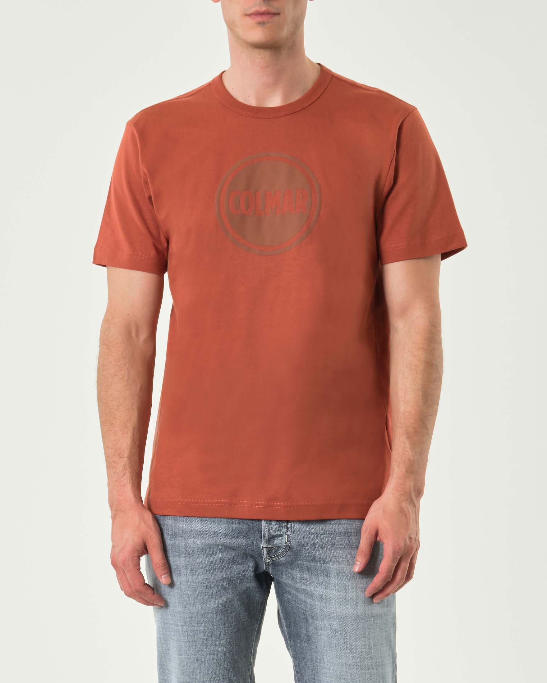 T-shirt mezza manica Colmar Originals color coccio con logo bollo stampato tono su tono sul petto