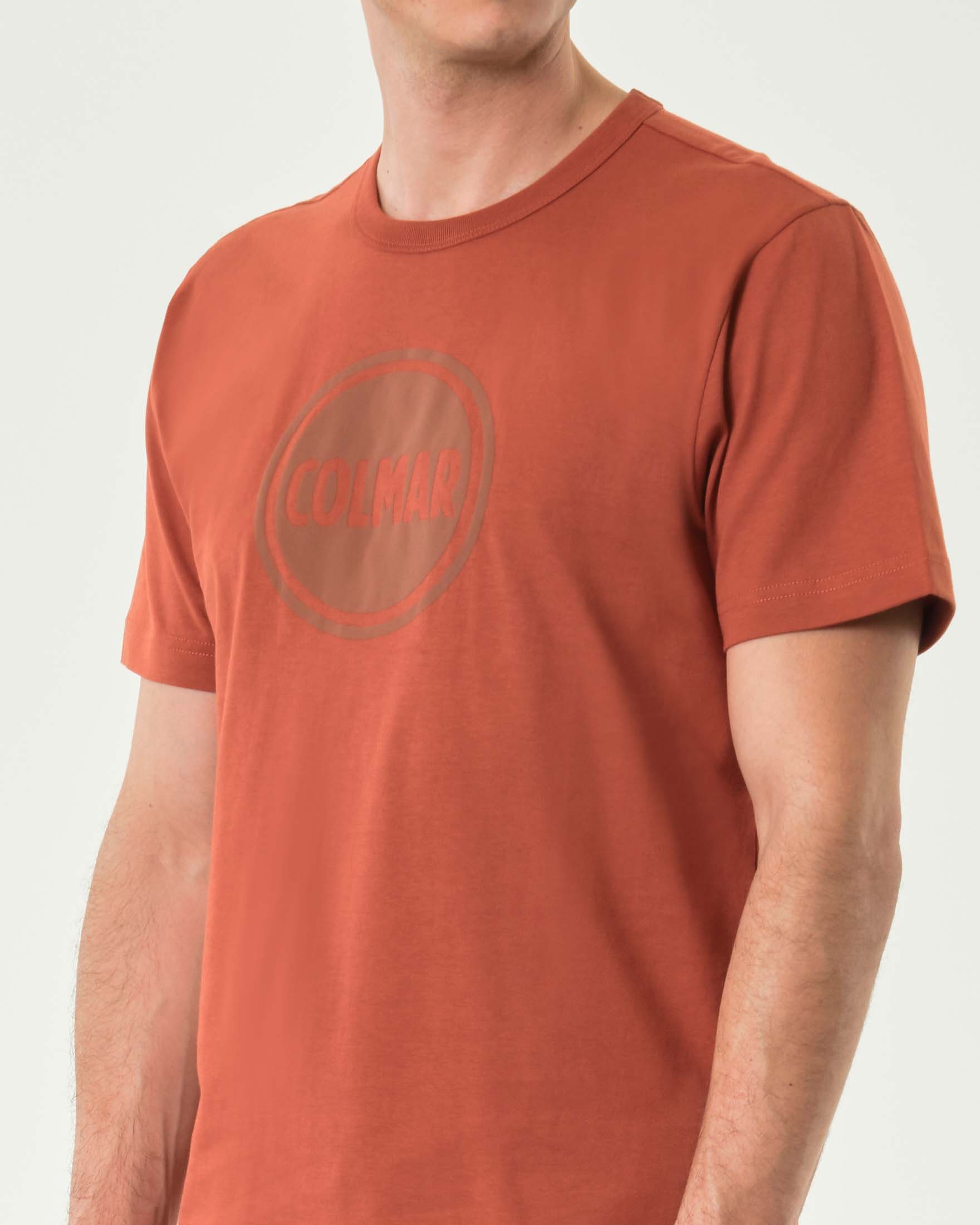 T-shirt mezza manica Colmar Originals color coccio con logo bollo stampato tono su tono sul petto