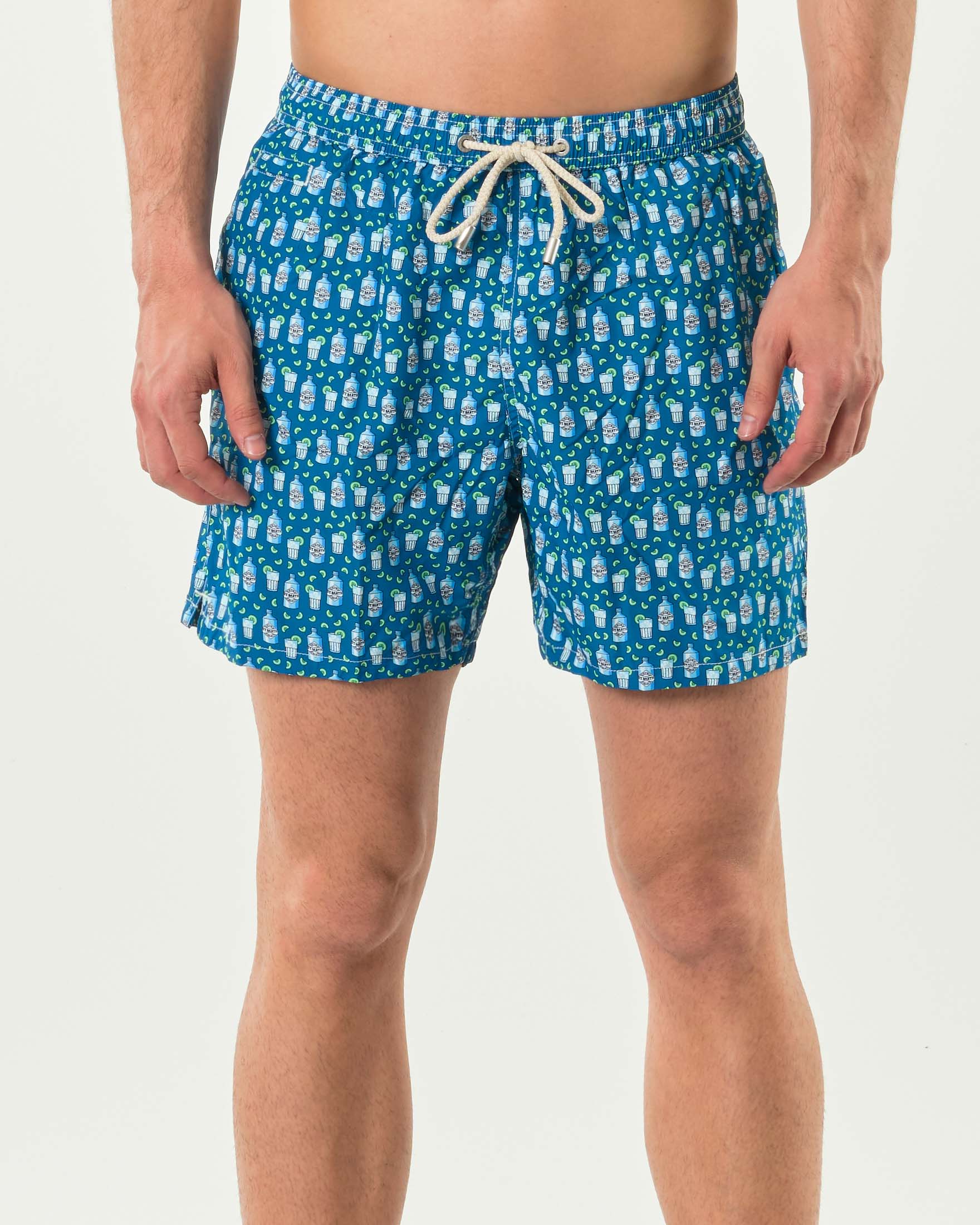 Boxer mare MC2 Saint Barth blu indaco con stampa Gin Tonic