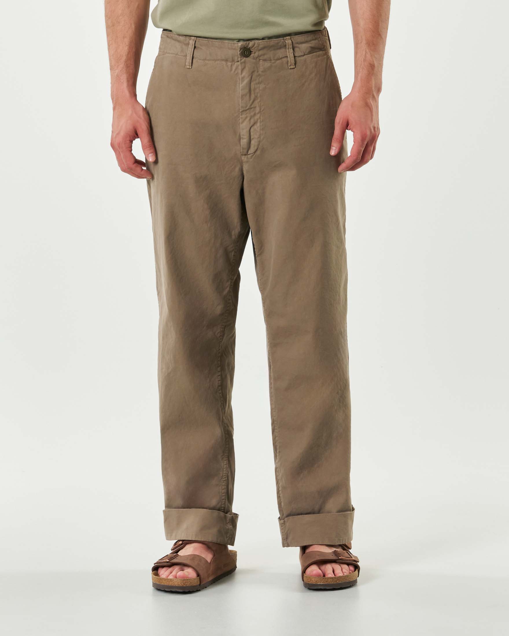Pantalone cargo Mason's relaxed fit color fango in canvas oxford di cotone image