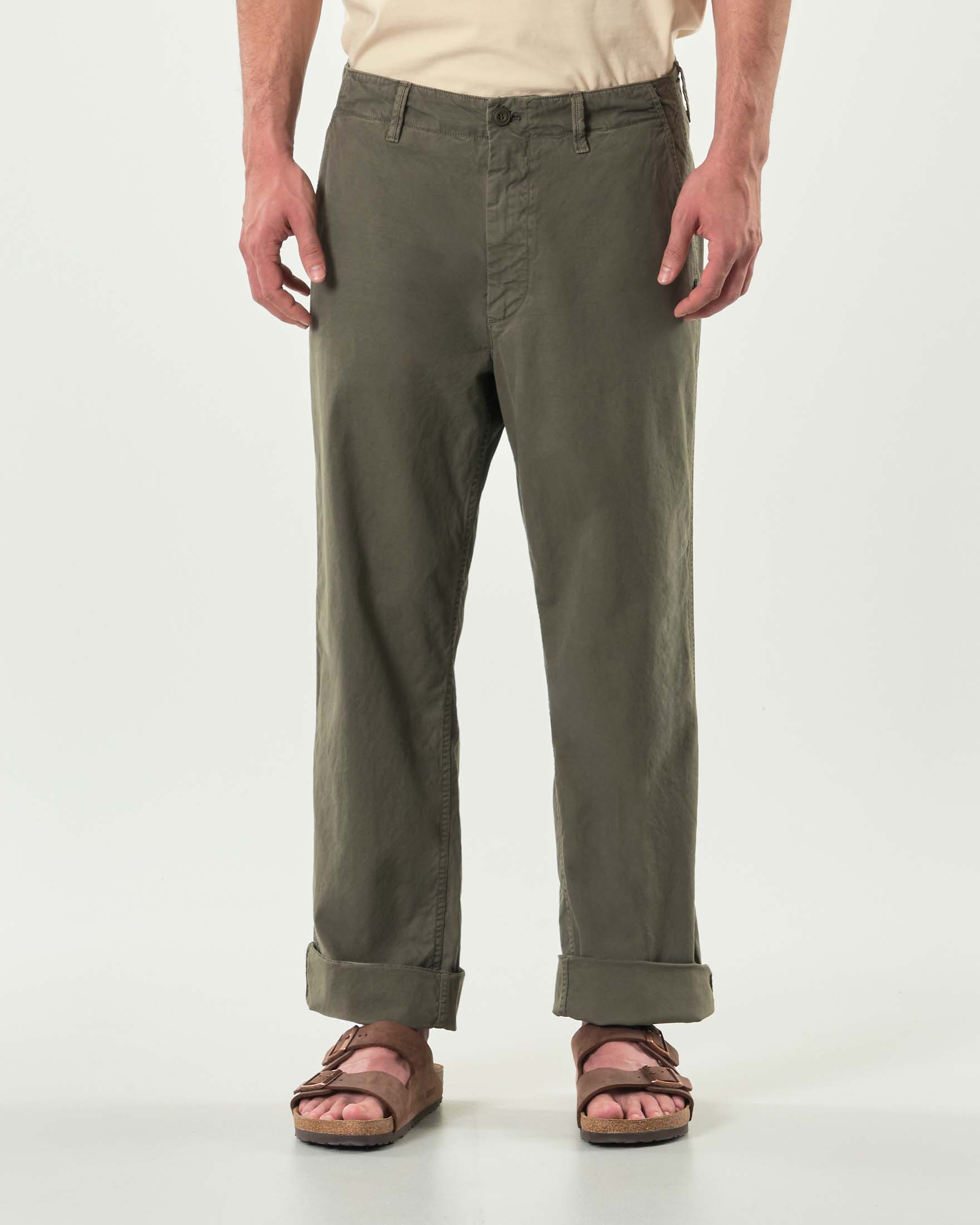 Pantalone cargo Mason's relaxed fit verde militare in canvas oxford di cotone image