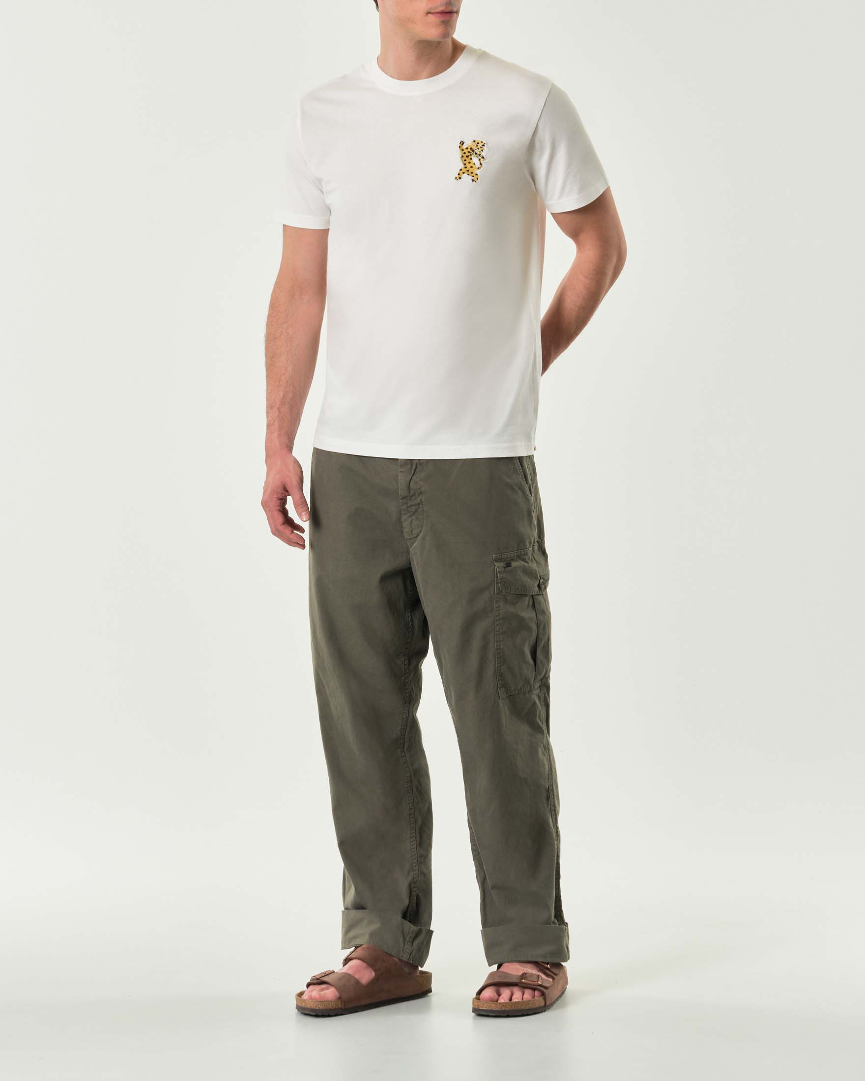 Mason's — Pantalone cargo Mason's relaxed fit verde militare in canvas oxford di cotone