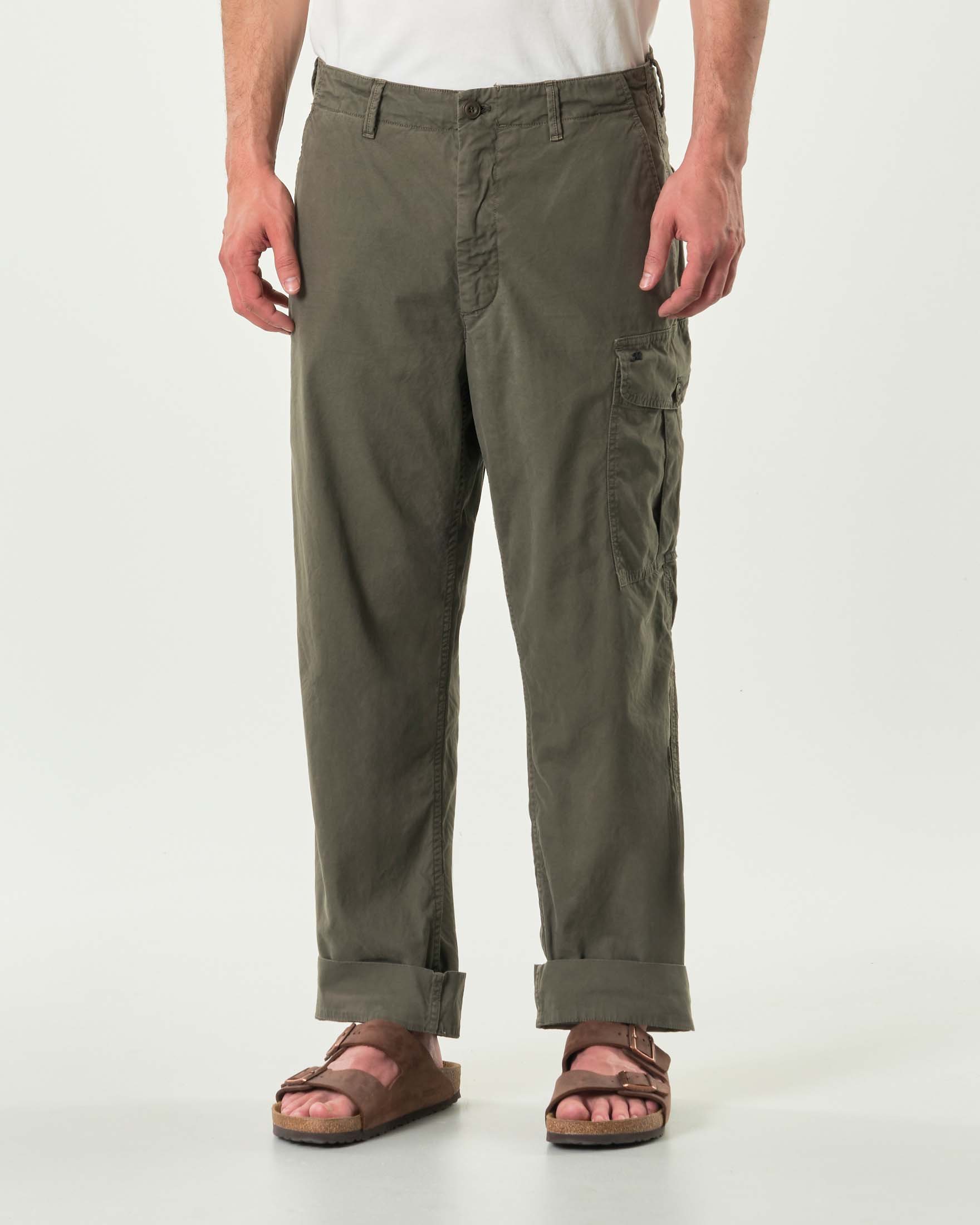 Pantalone cargo Mason's relaxed fit verde militare in canvas oxford di cotone image