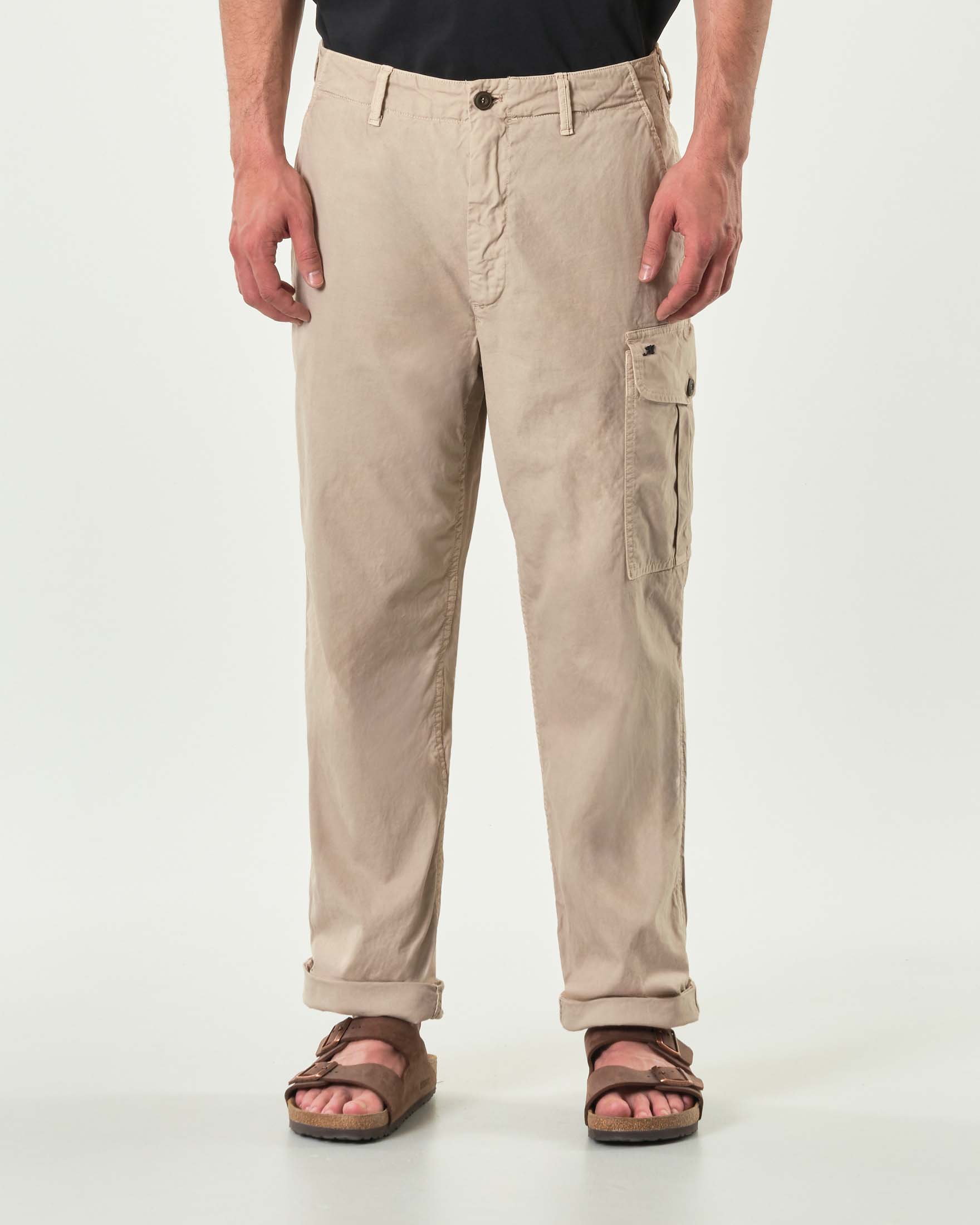Pantalone cargo Mason's relaxed fit beige in canvas oxford di cotone image