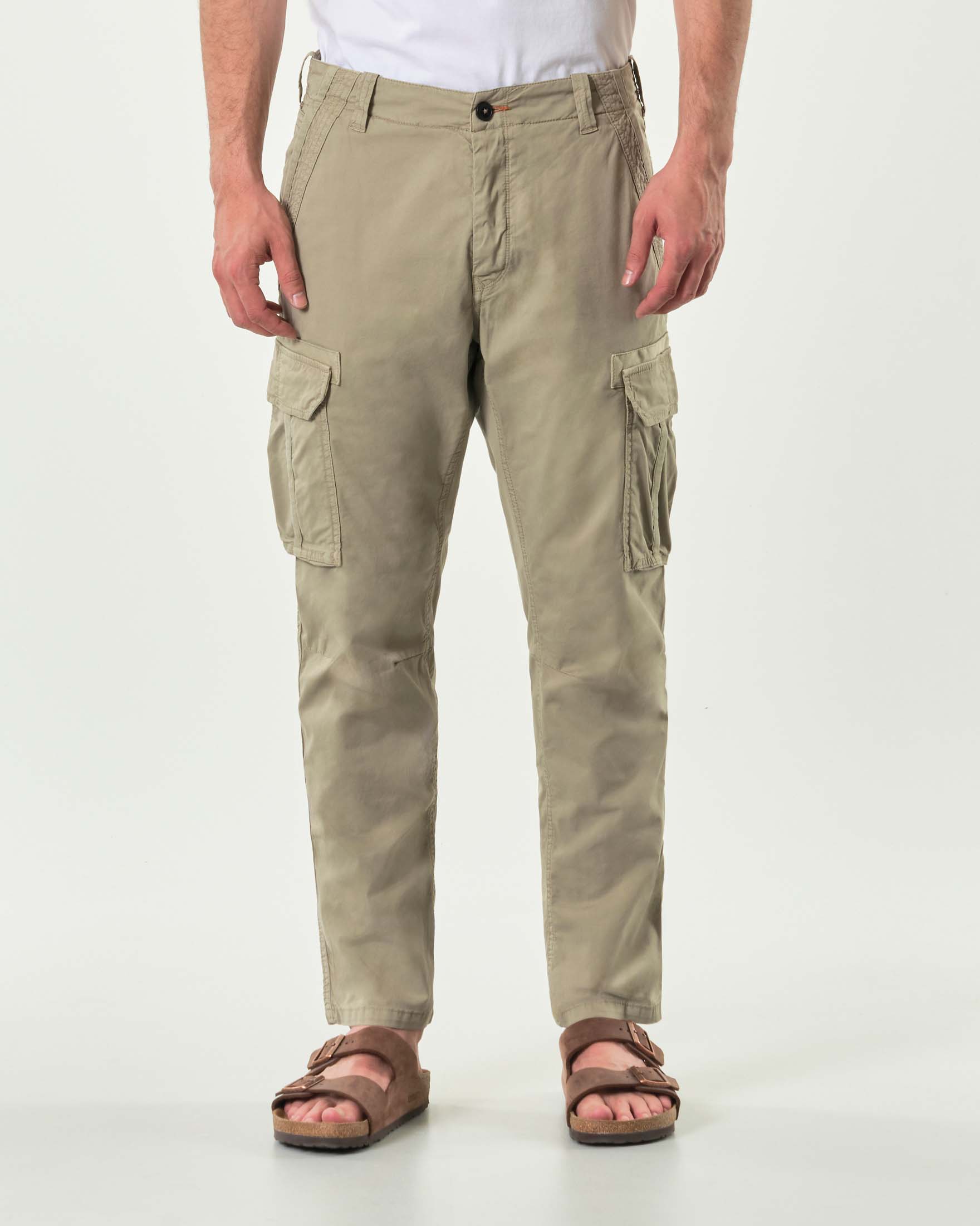 Pantalone cargo My Stuff beige in gabardina di cotone stretch image