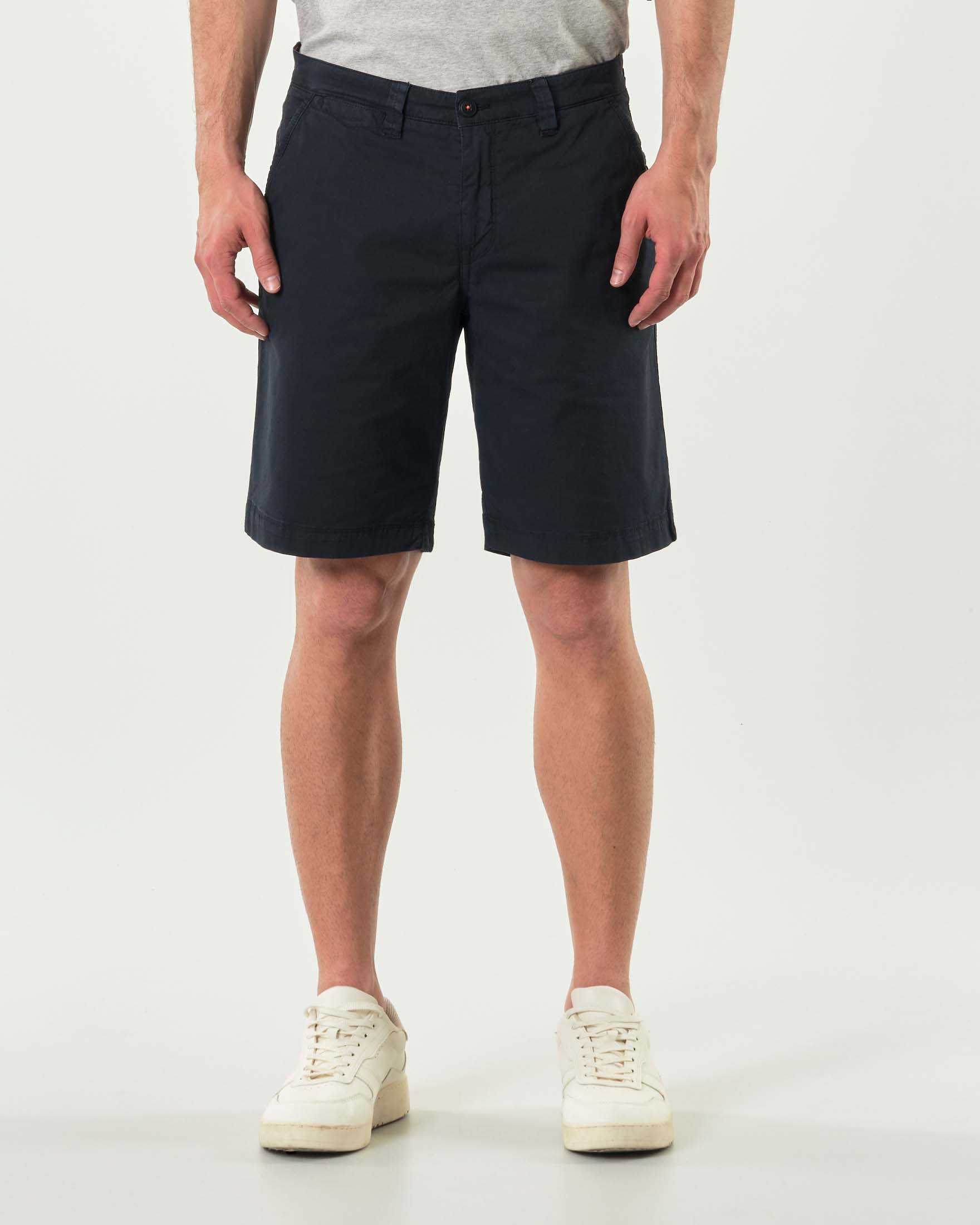 Bermuda chino My Stuff blu in gabardina di cotone stretch
