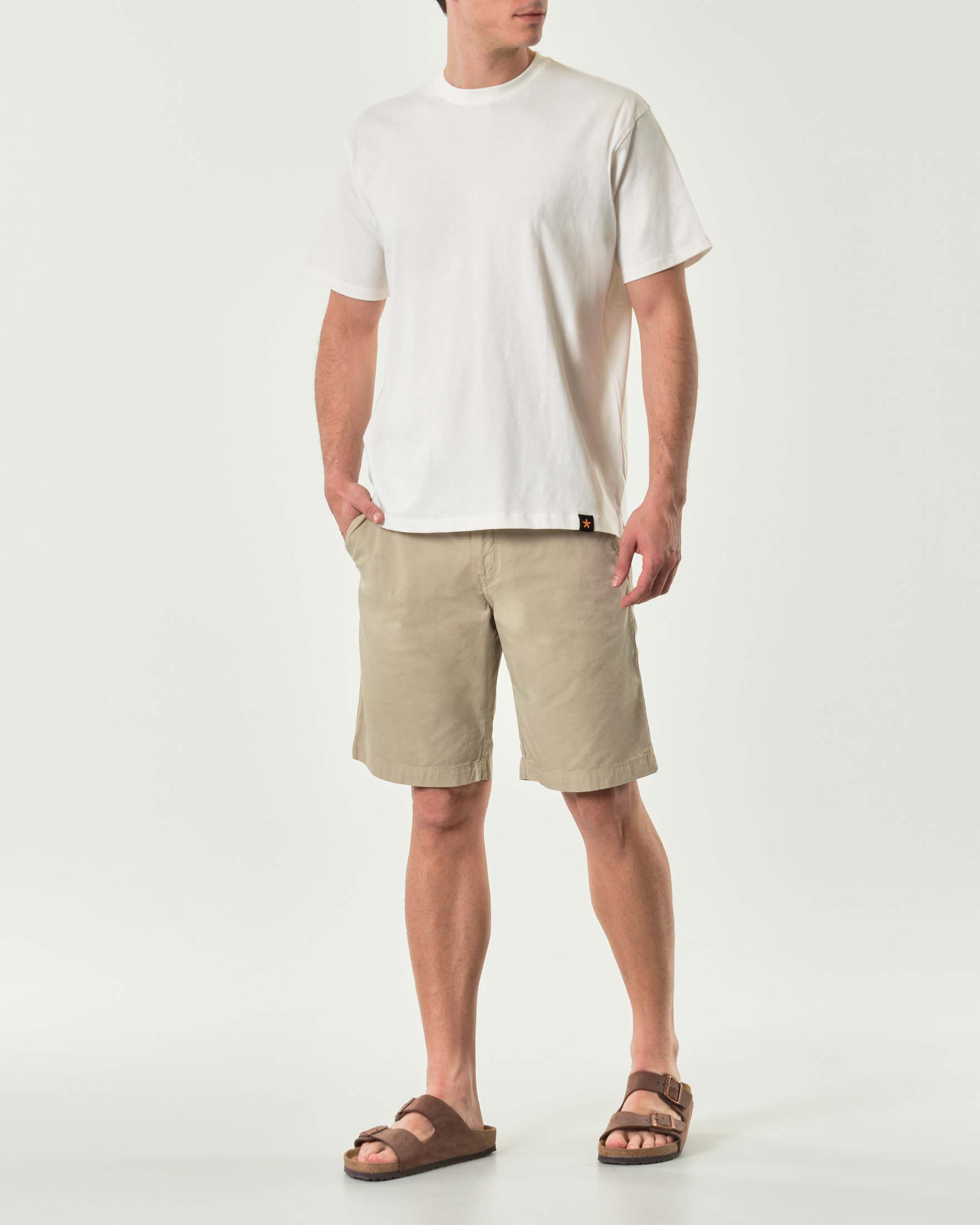 Bermuda chino My Stuff beige in gabardina di cotone stretch
