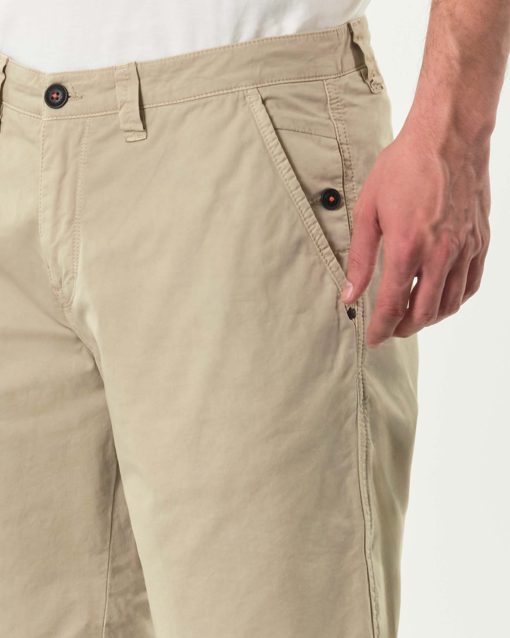 Bermuda chino My Stuff beige in gabardina di cotone stretch