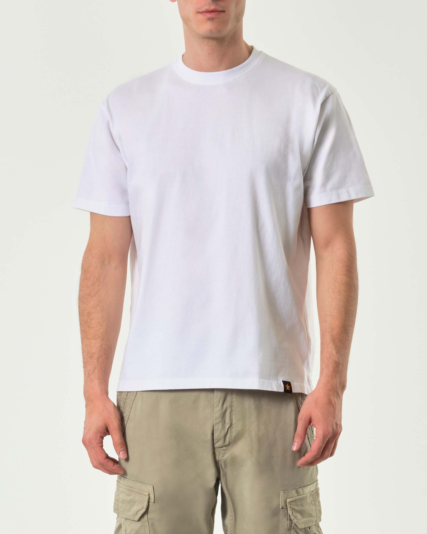 T-shirt mezza manica bianca in puro cotone tinta unita