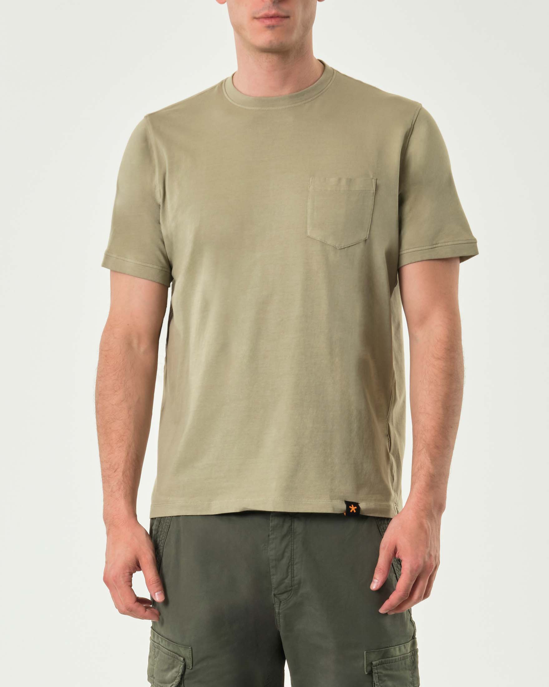 My Stuff — T-shirt mezza manica My Stuff verde militare in cotone stretch con taschino
