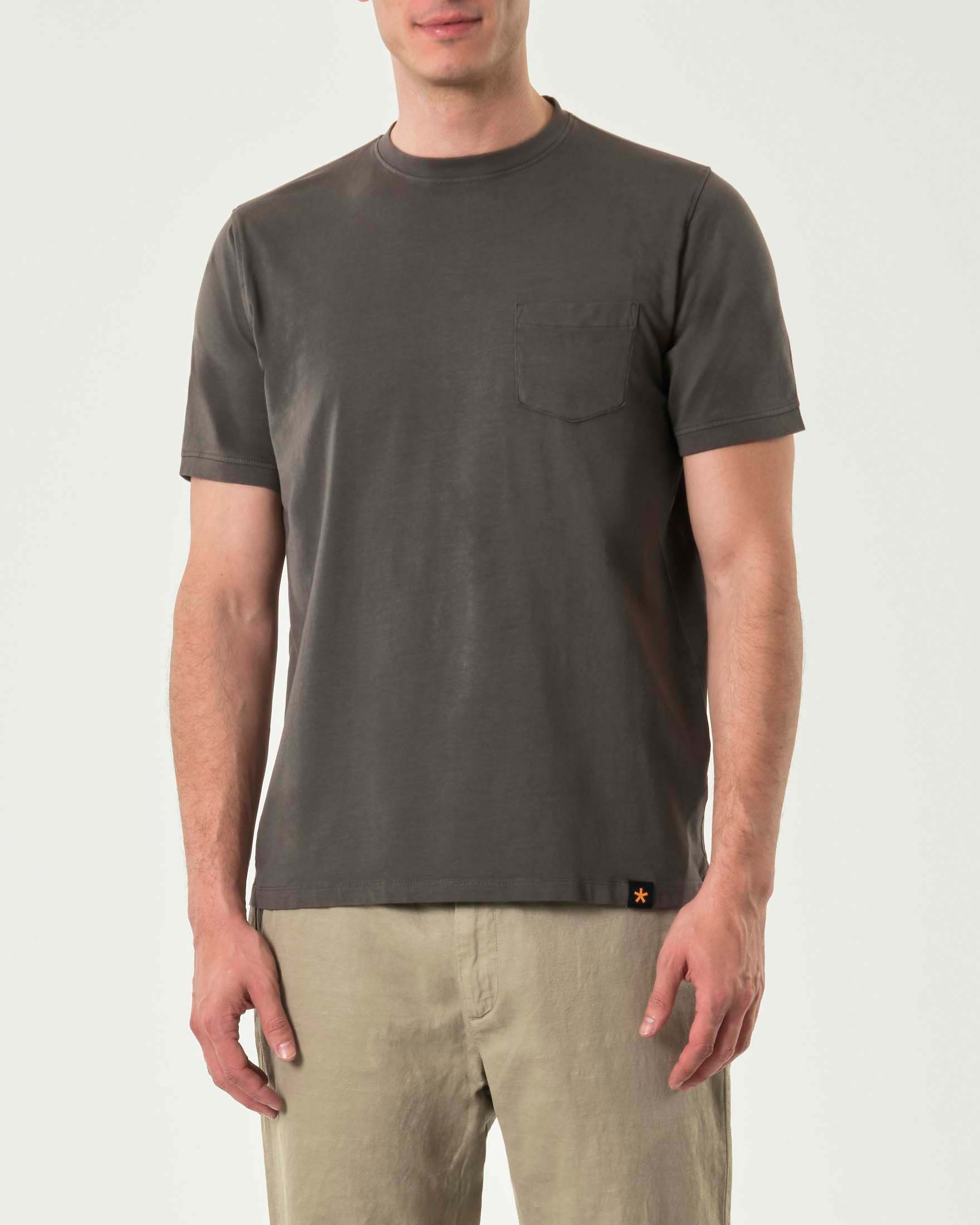My Stuff — T-shirt mezza manica My Stuff antracite in cotone stretch con taschino