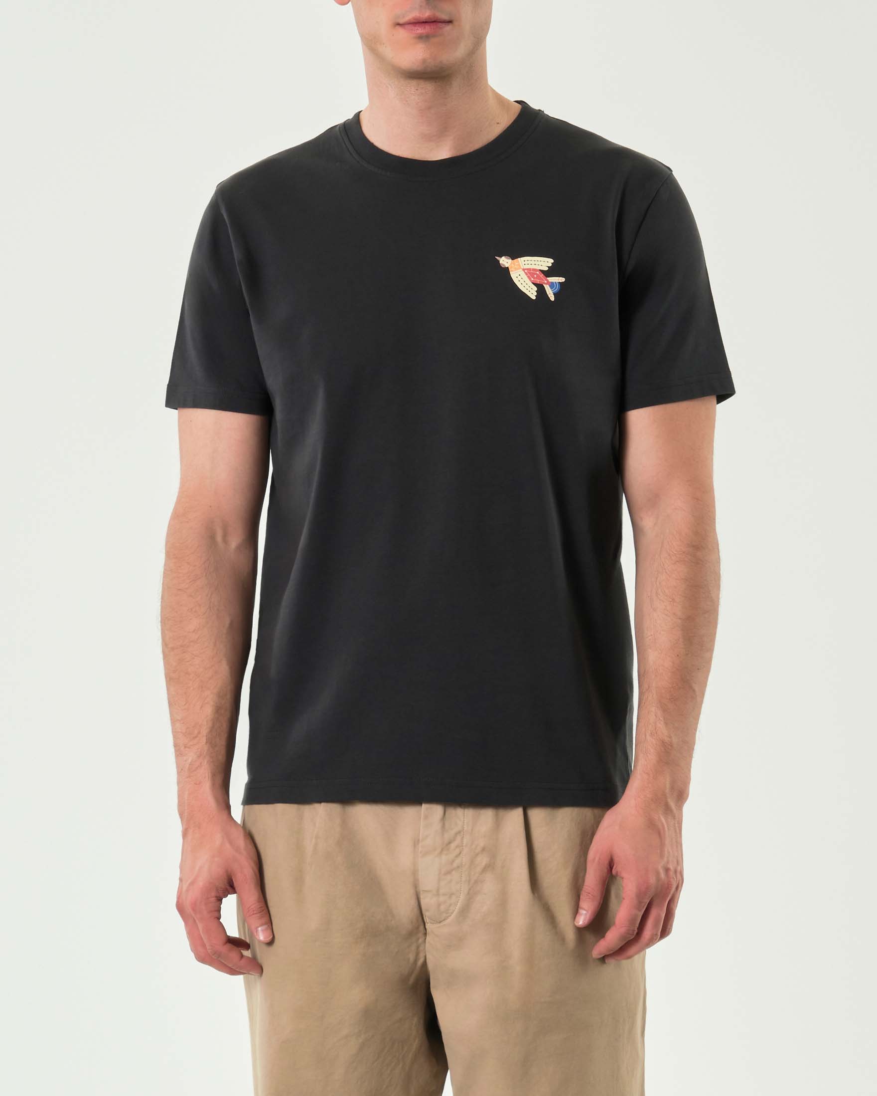 T-shirt nera con stampa al petto e maxi stampa sul retro in collaborazione con Cecile Jaillard