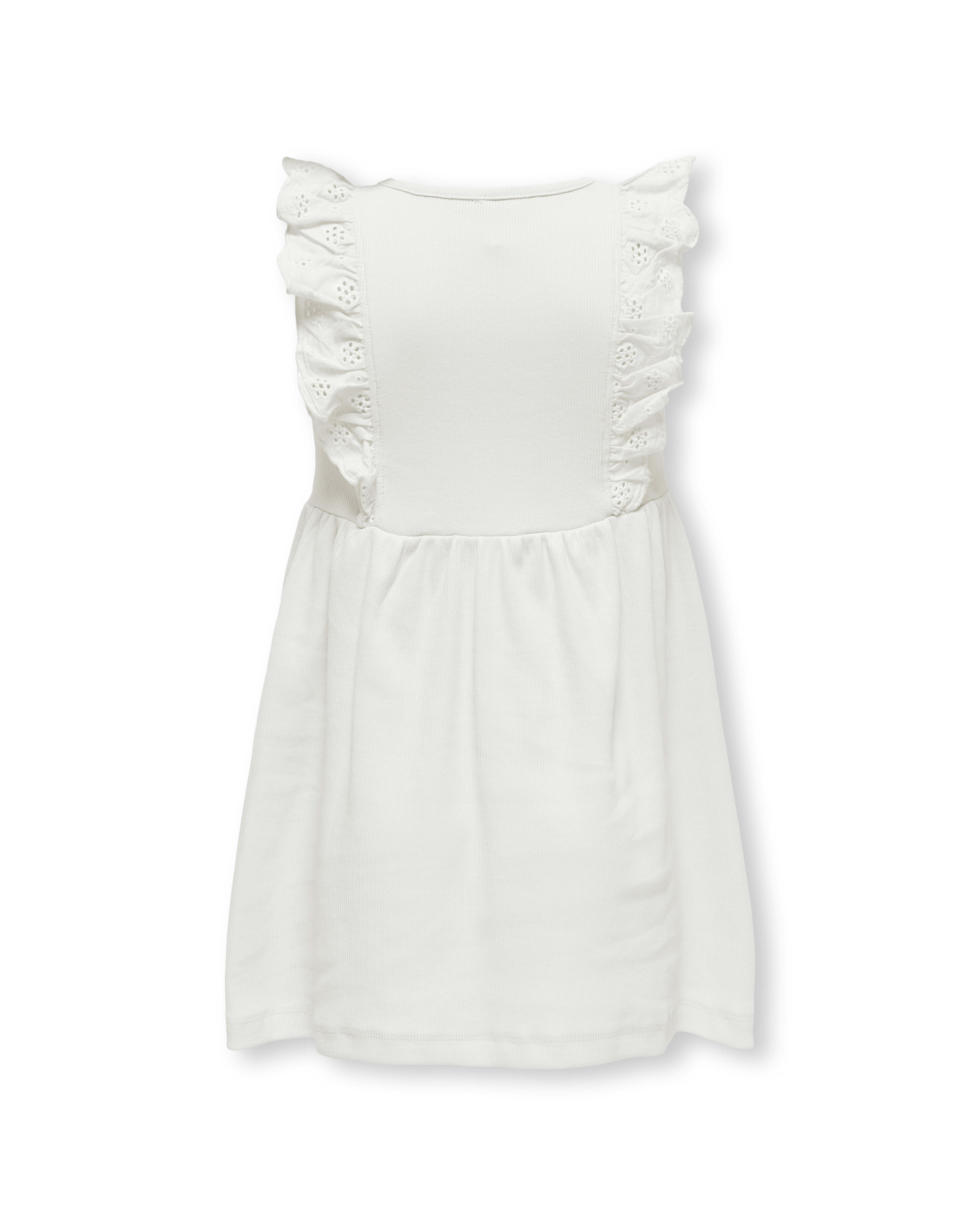 Abito Only bianco fit and flare a costine con rouches sangallo
