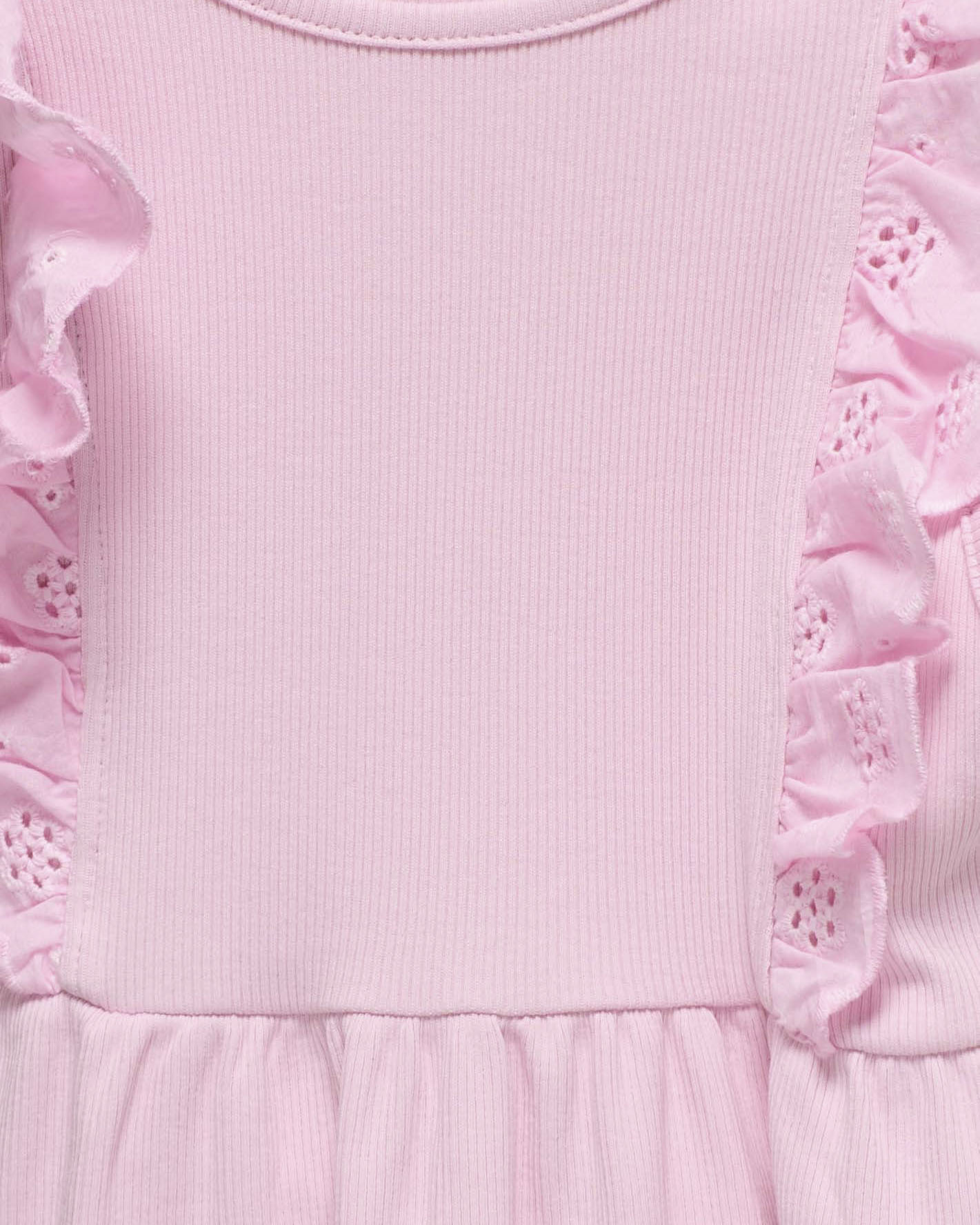Abito Only rosa fit and flare a costine con rouches sangallo