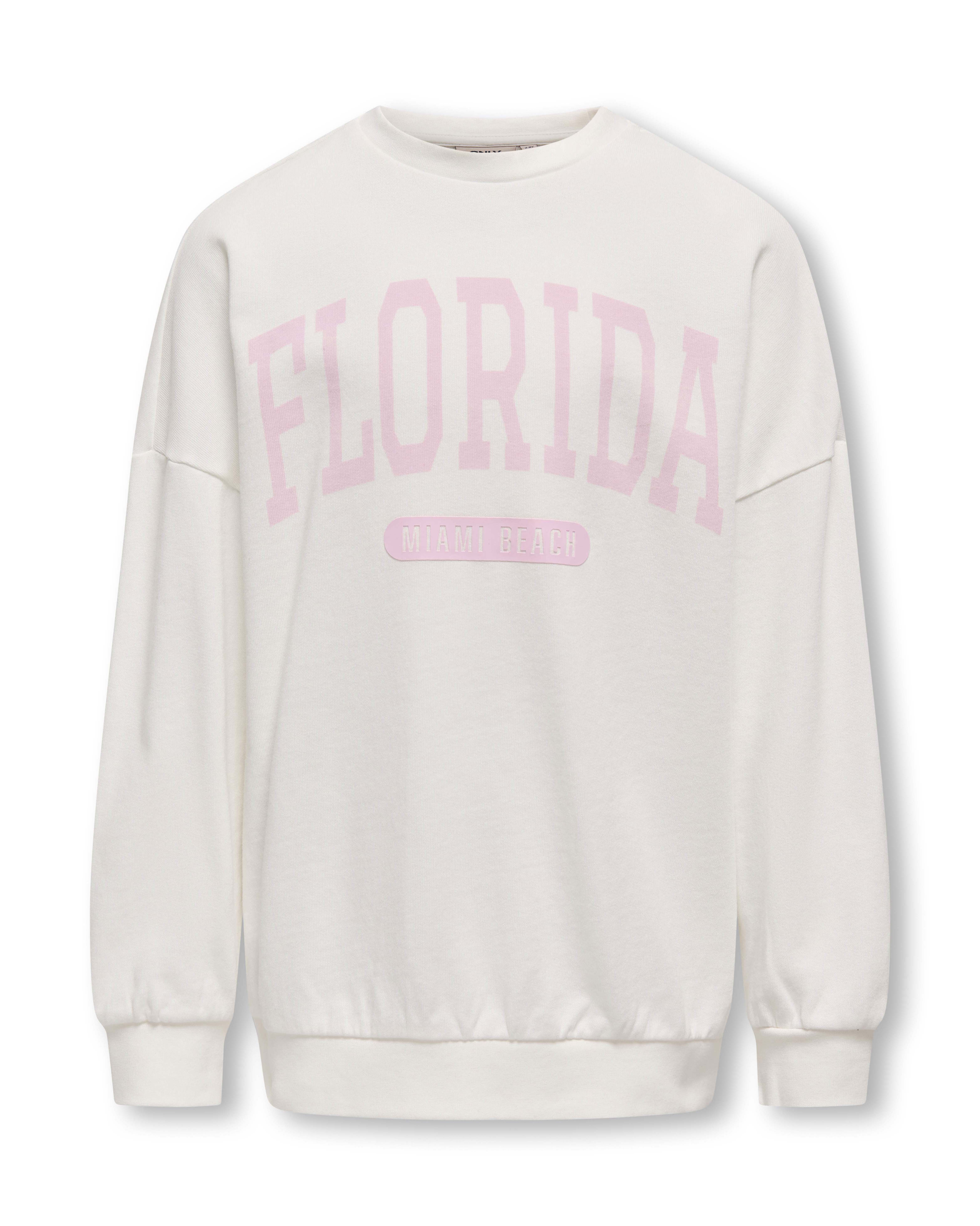 Felpa over Only color panna con stampa scritta Florida rosa