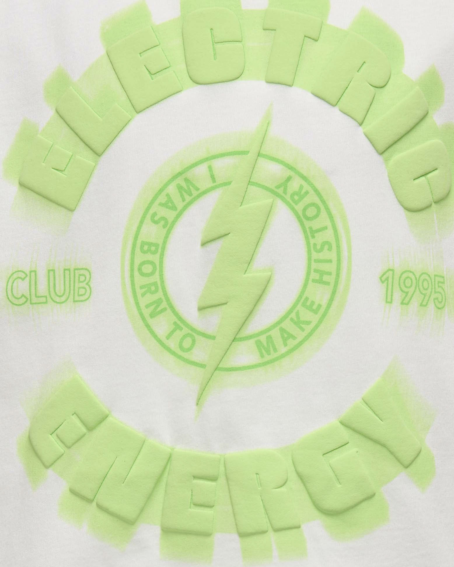 T-shirt Only bianca cropped con scritta Elecrtic Energy verde acido image