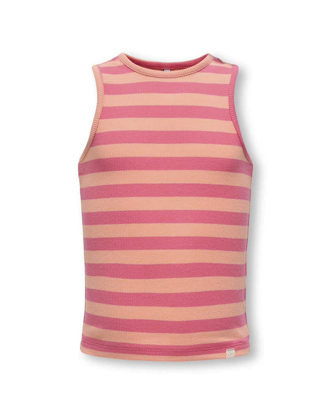 Canotta Only in cotone a costine a righe fucsia e pesca