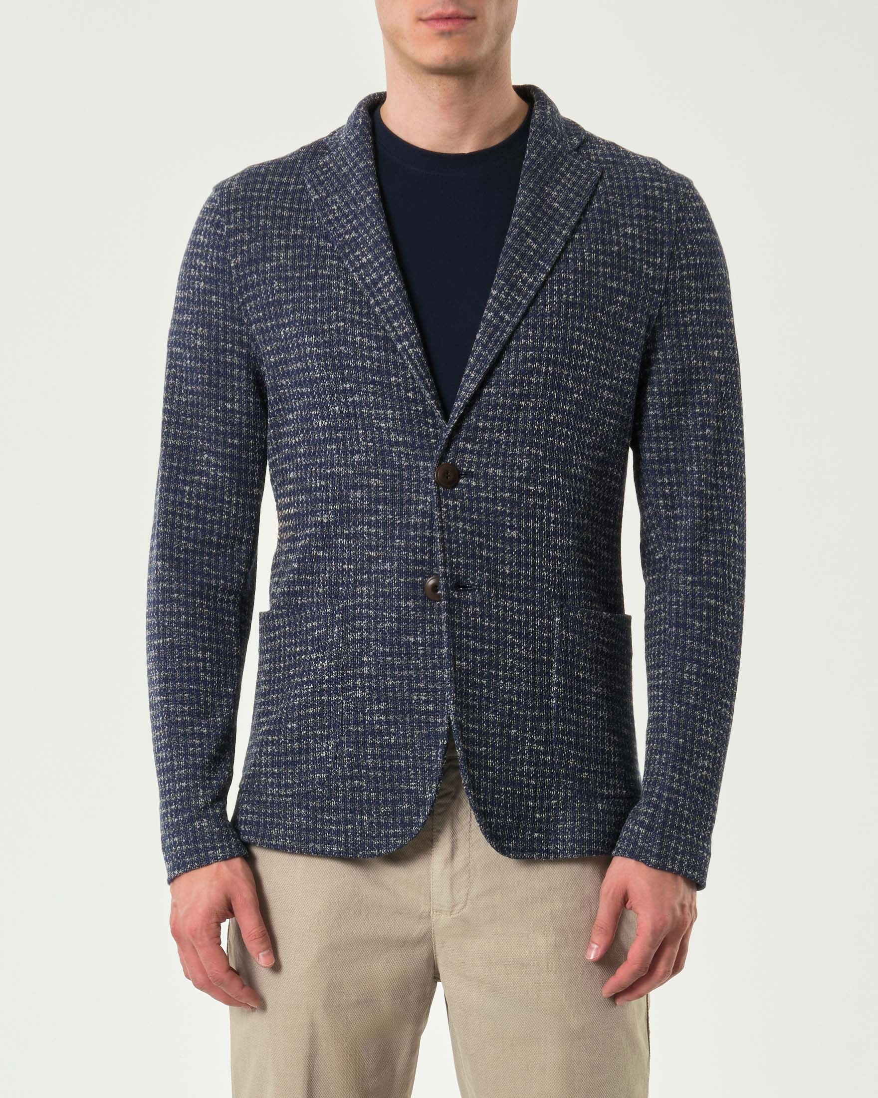 Giacca maglia Paul Baker a fantasia pied de poule blu e grigia image