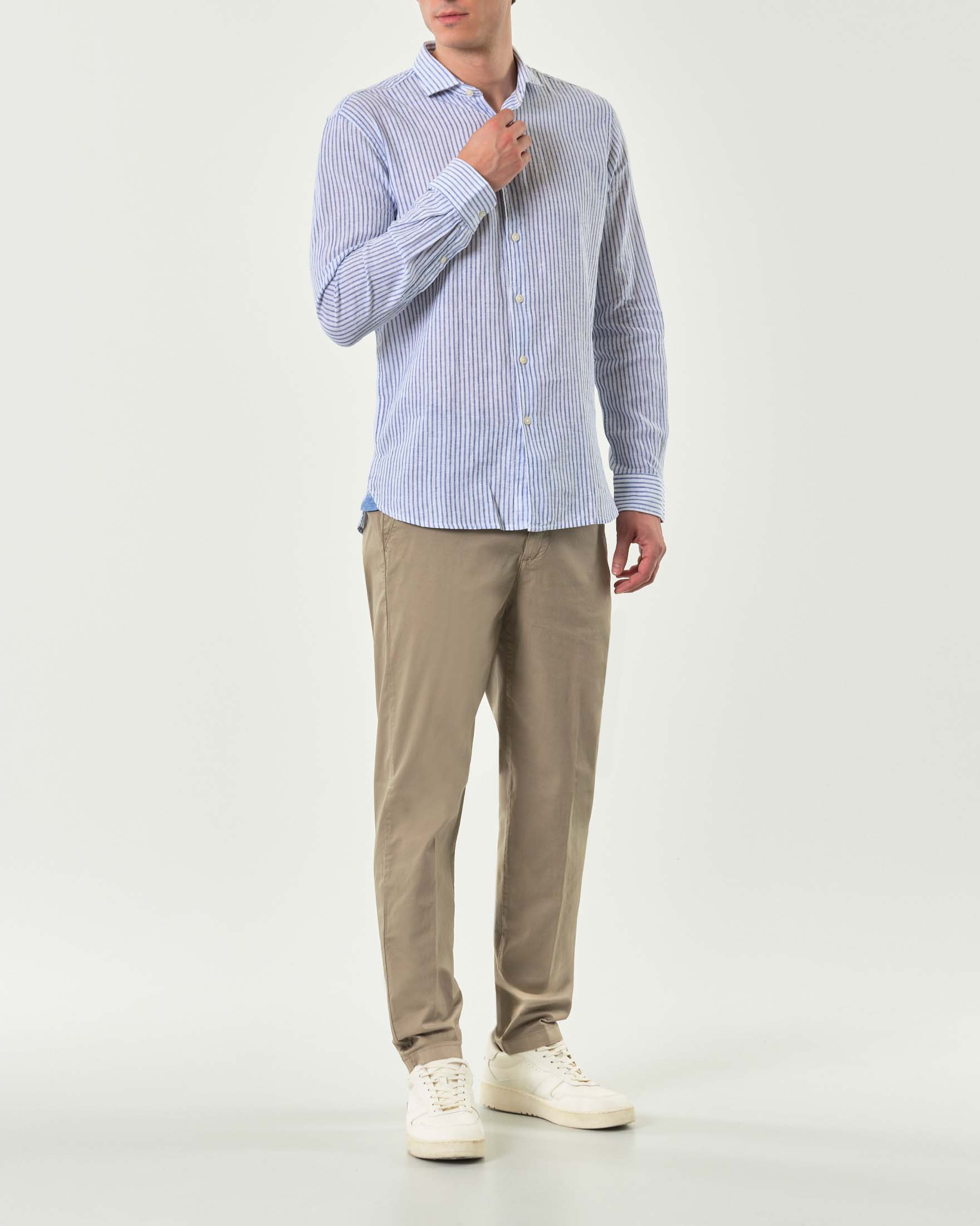 Pantalone chino fango in tessuto diagonale di cotone stretch