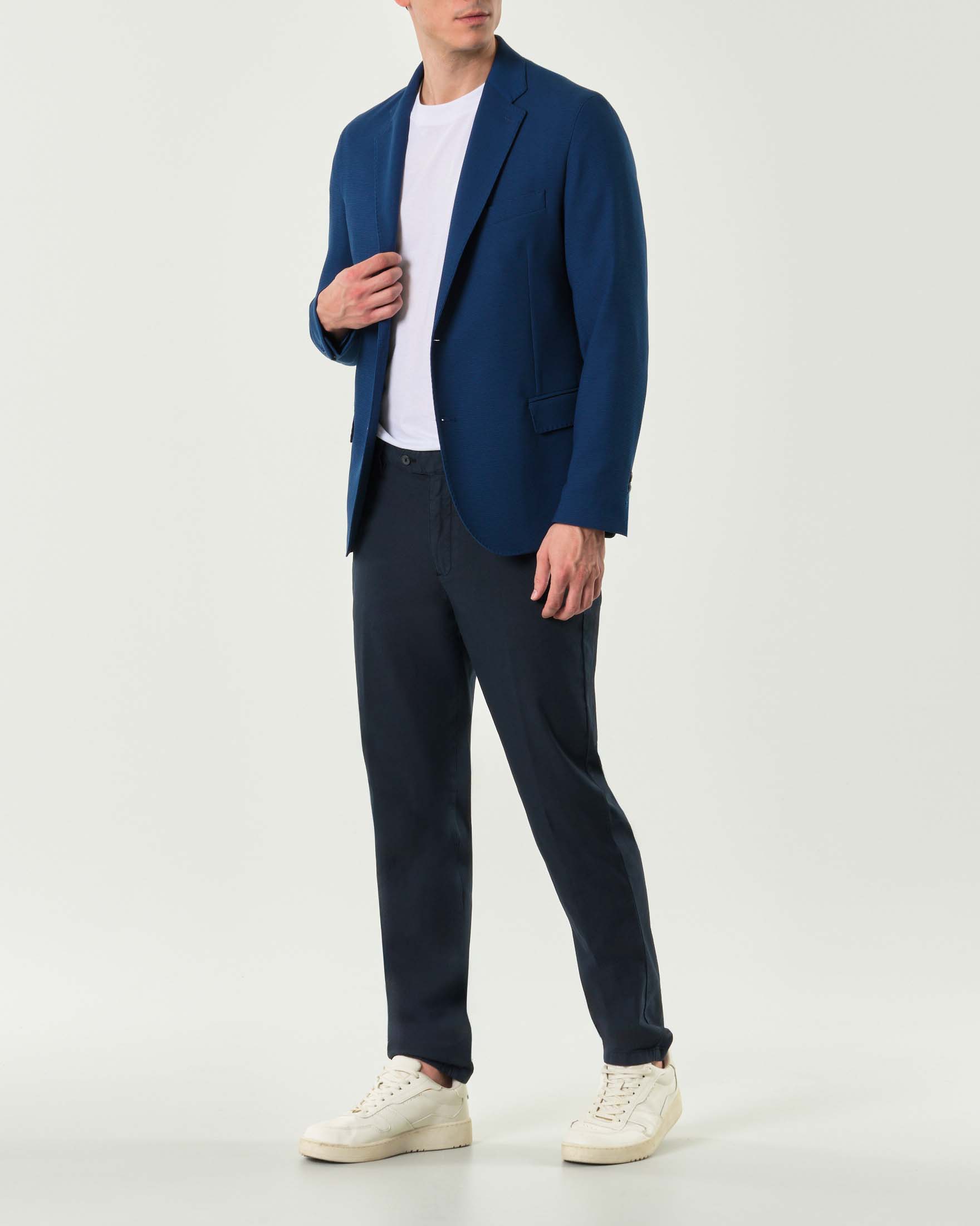 Blazer drop 4 Paul Baker blu indaco in jersey di viscosa stretch