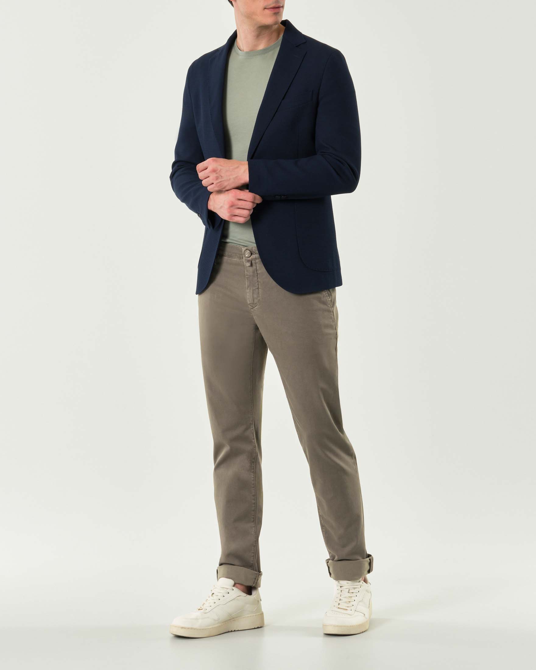 Blazer blu in jersey di viscosa stretch