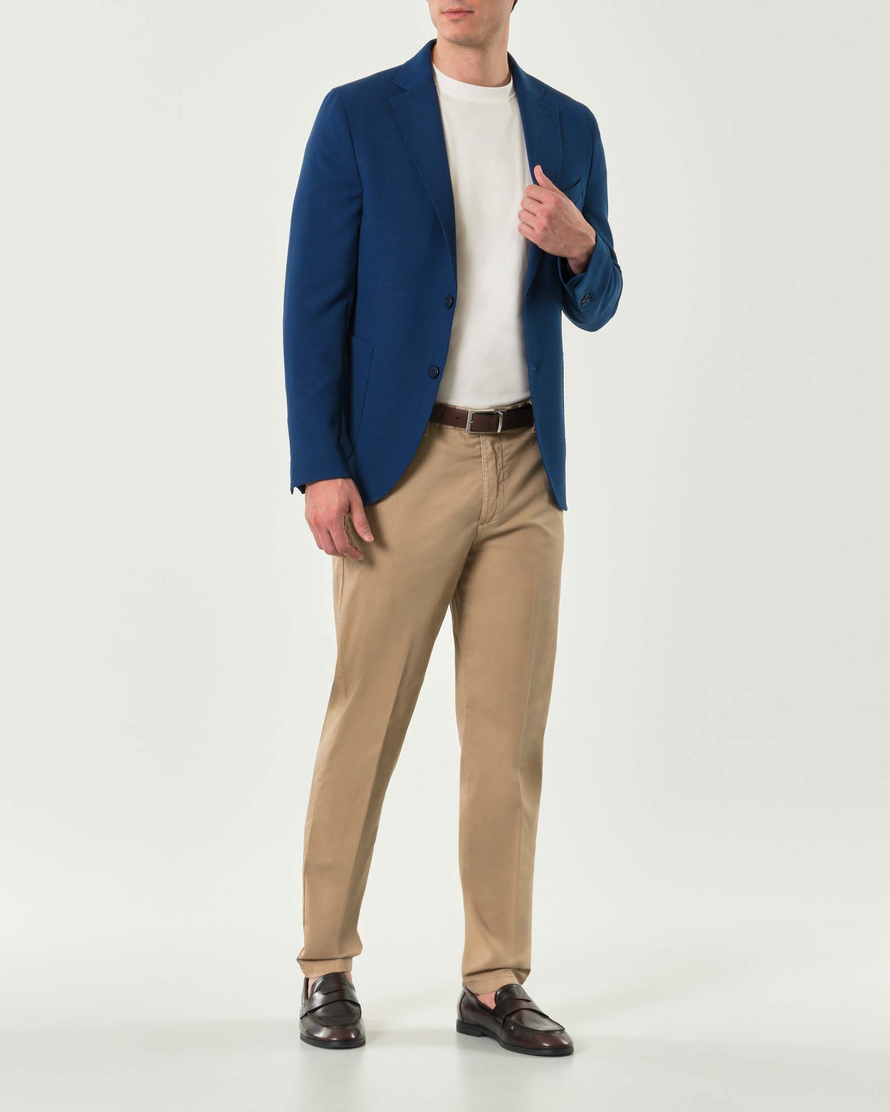 Blazer blu indaco in jersey di viscosa stretch