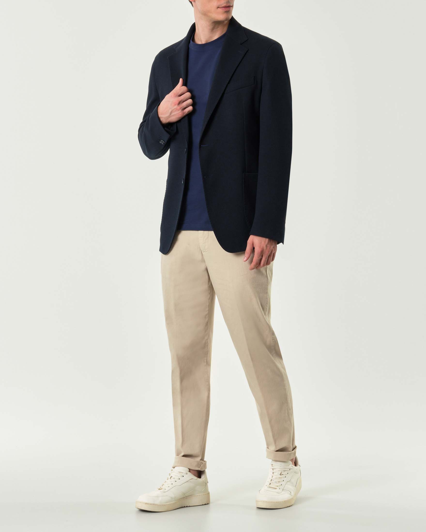 Blazer blu in jersey micro armatura di viscosa