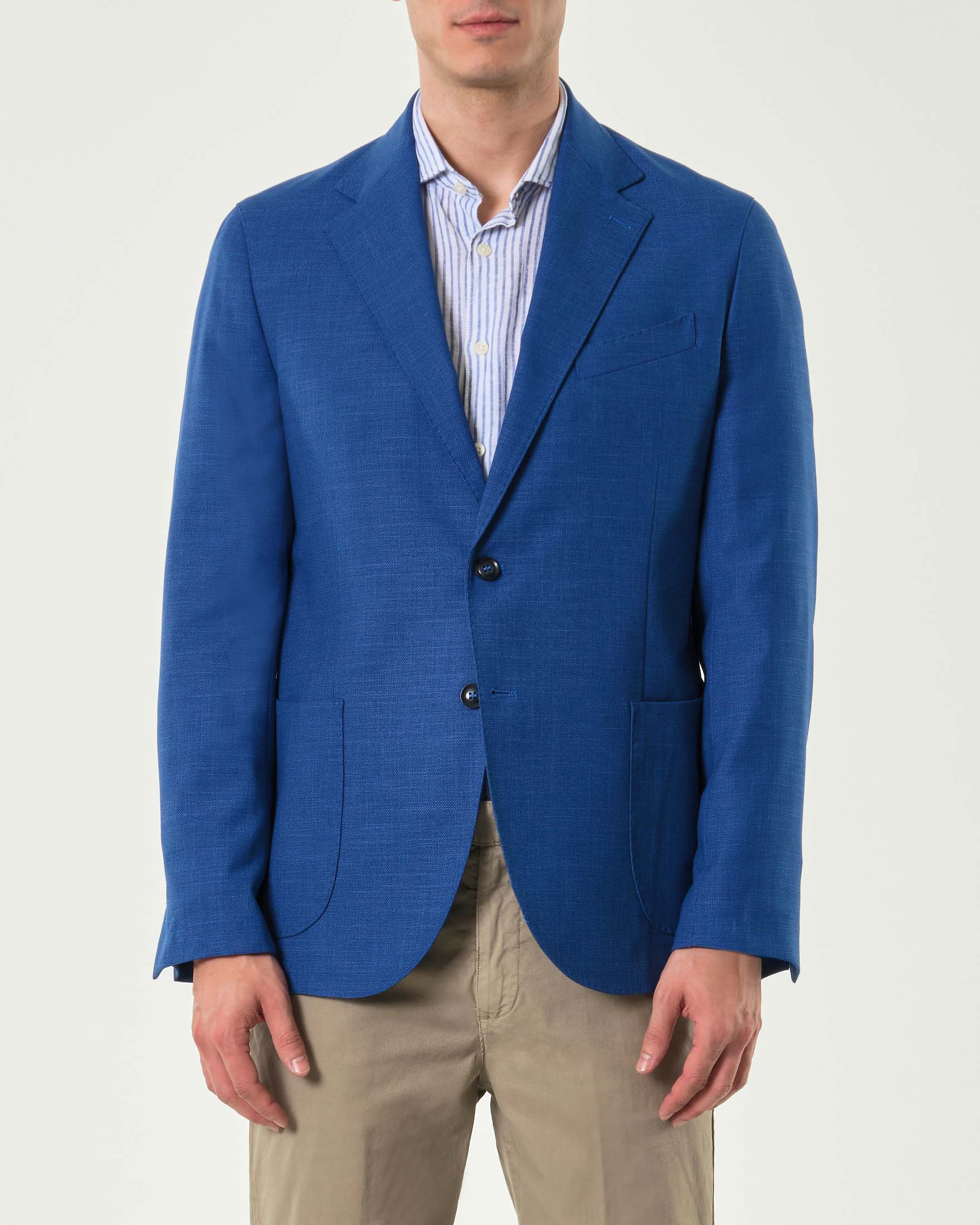 Blazer Paul Baker blu royal in viscosa stretch effetto fiammato image