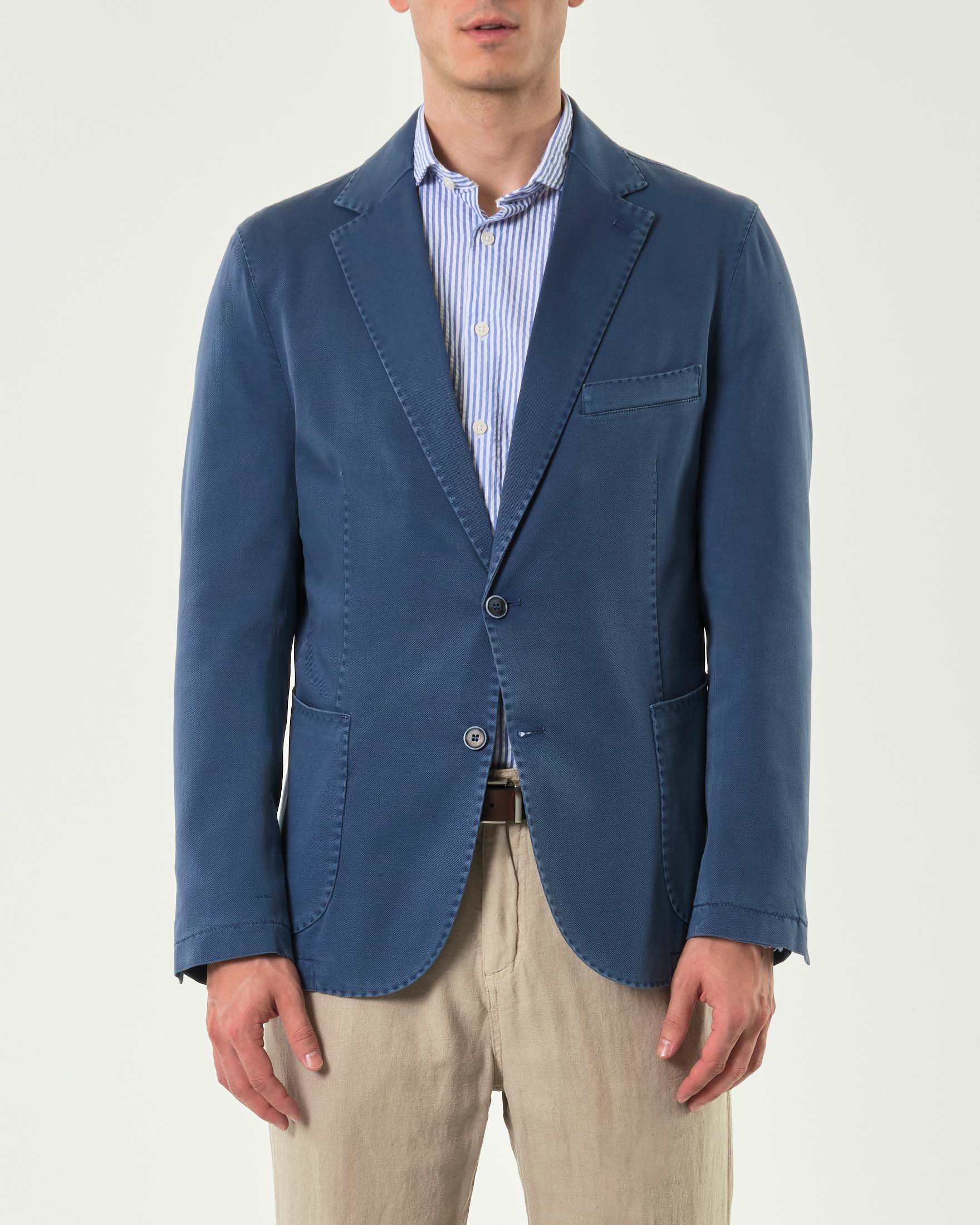 Blazer Paul Baker blu indaco in cotone stretch con impunture a vista image