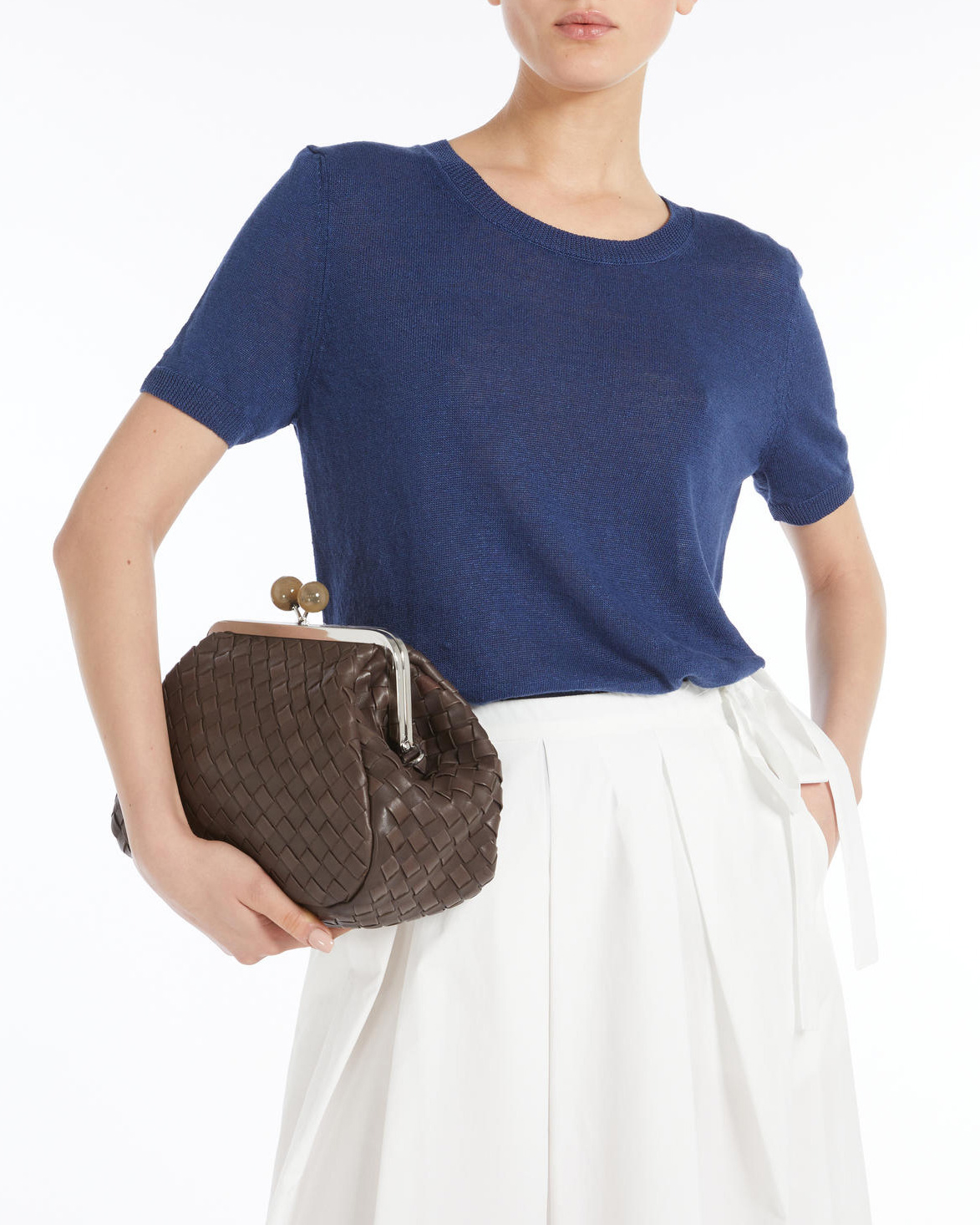 Maglia blu Weekend in lino a maniche corte