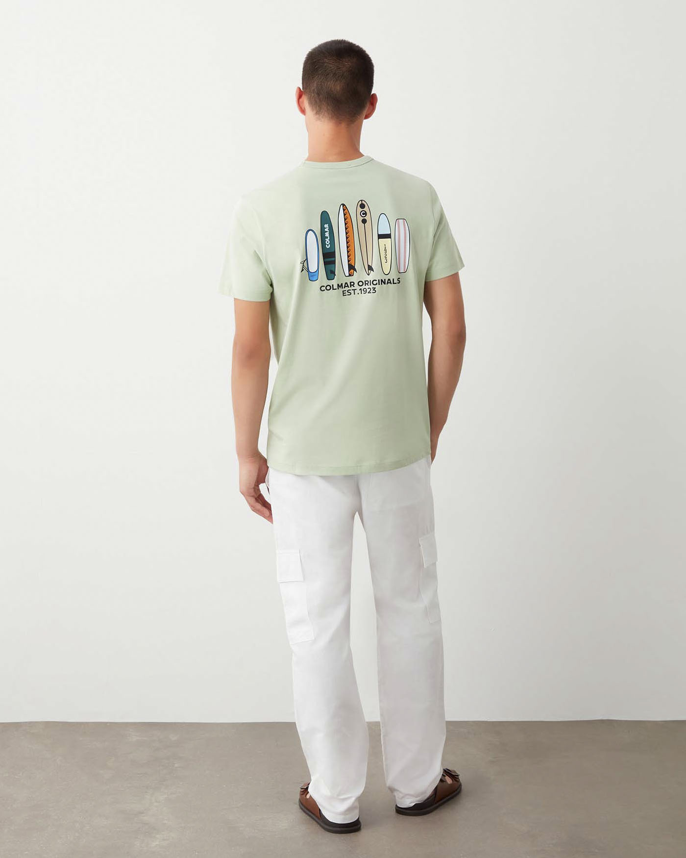 T-shirt mezza manica Colmar Originals verde salvia con stampa surf