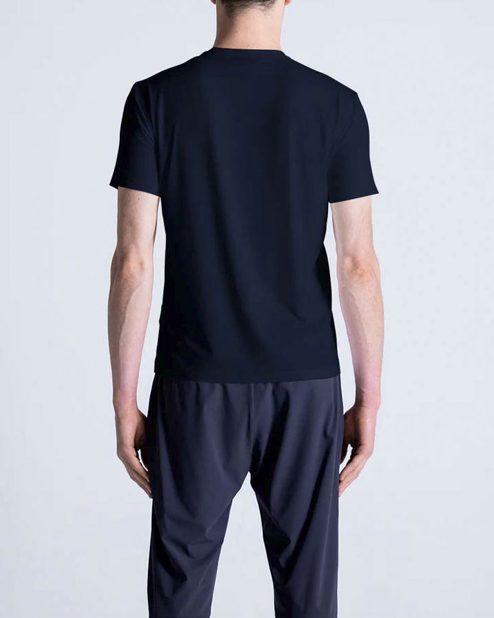 T-shirt mezza manica Duno blu in tessuto tecnico stretch con taschino image