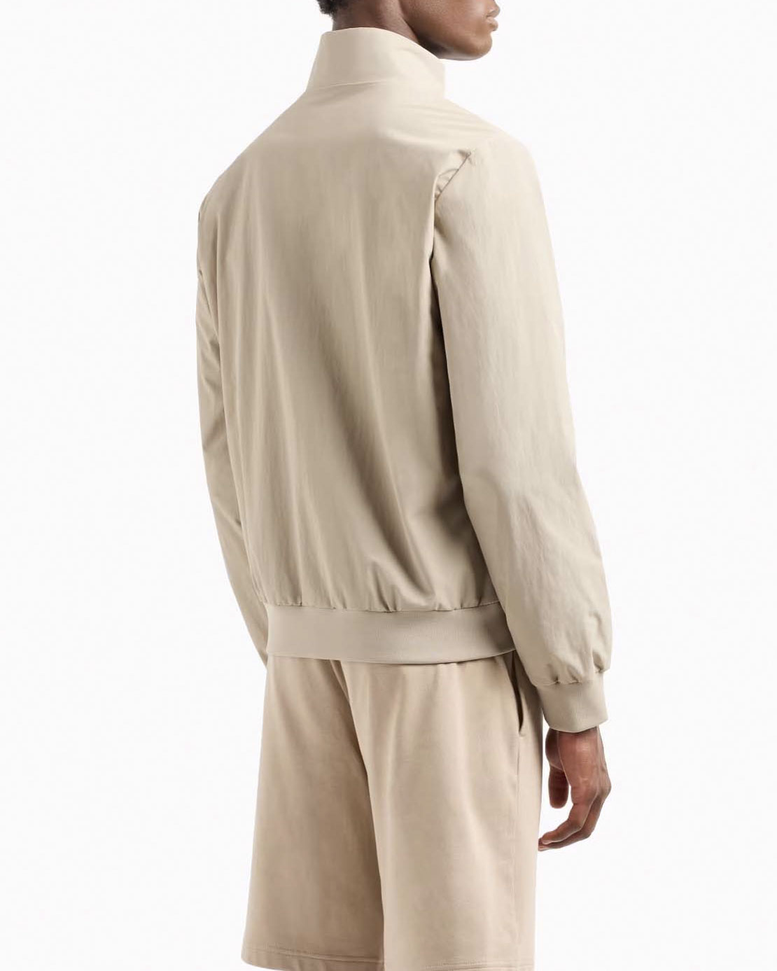 Bomber EA7 beige in nylon con cerniera in contrasto e logo stampato sul petto image