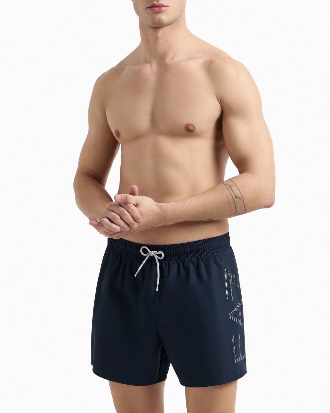 Boxer mare blu con maxi logo sul fianco sinistro