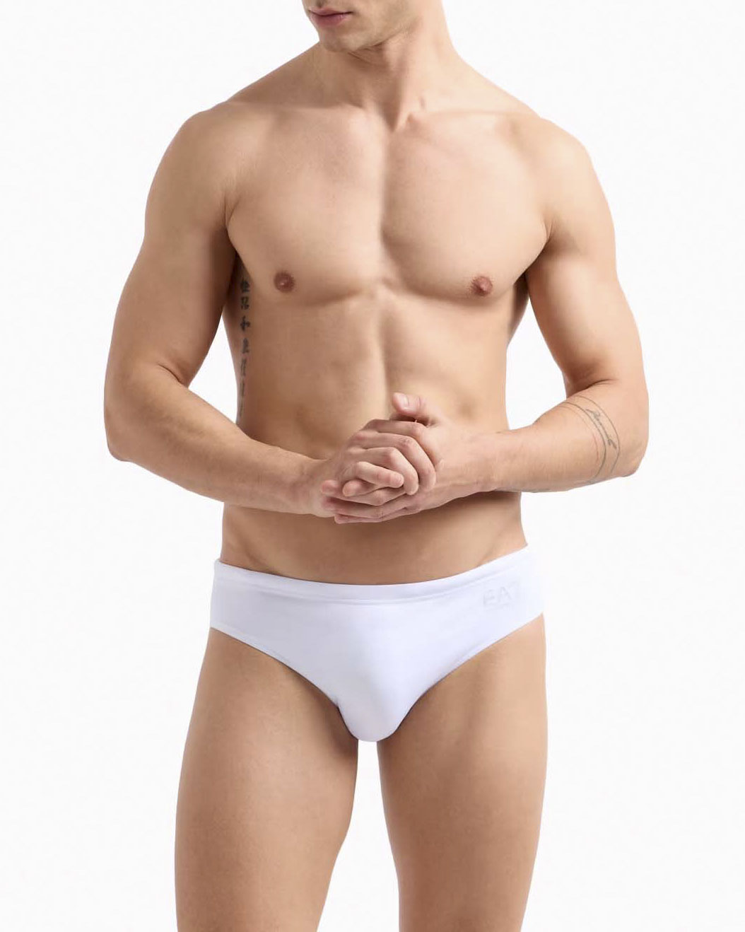 Costume slip EA7 bianco in tessuto stretch