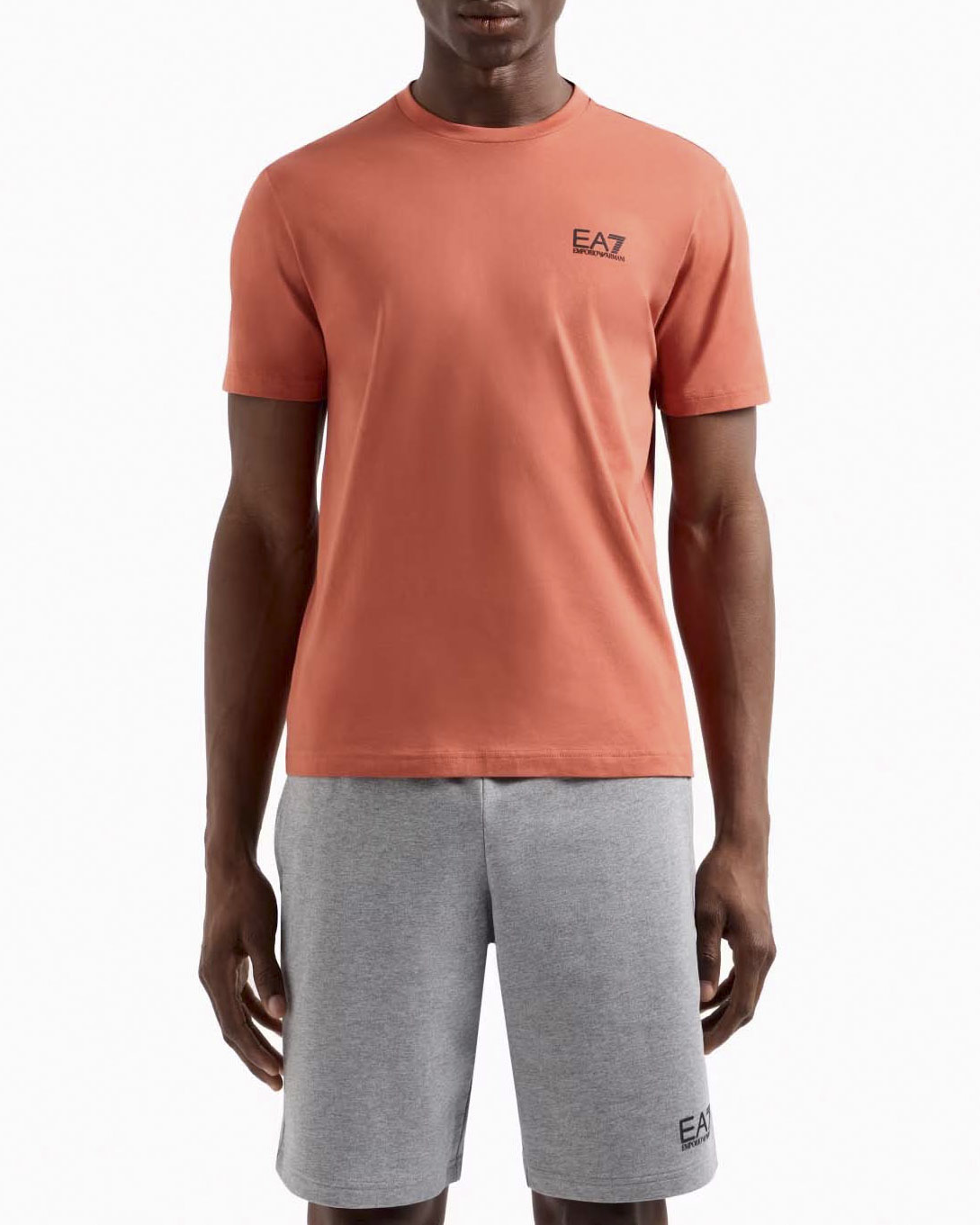 T-shirt arancione mezza manica in puro pima cotton