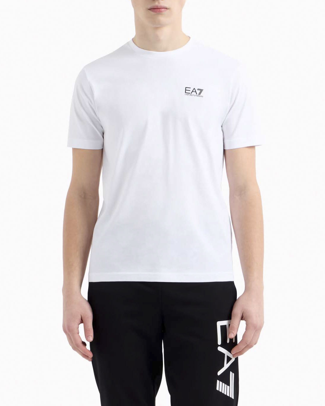 T-shirt bianca in puro cotone con maxi logo stampato verticale sul retro