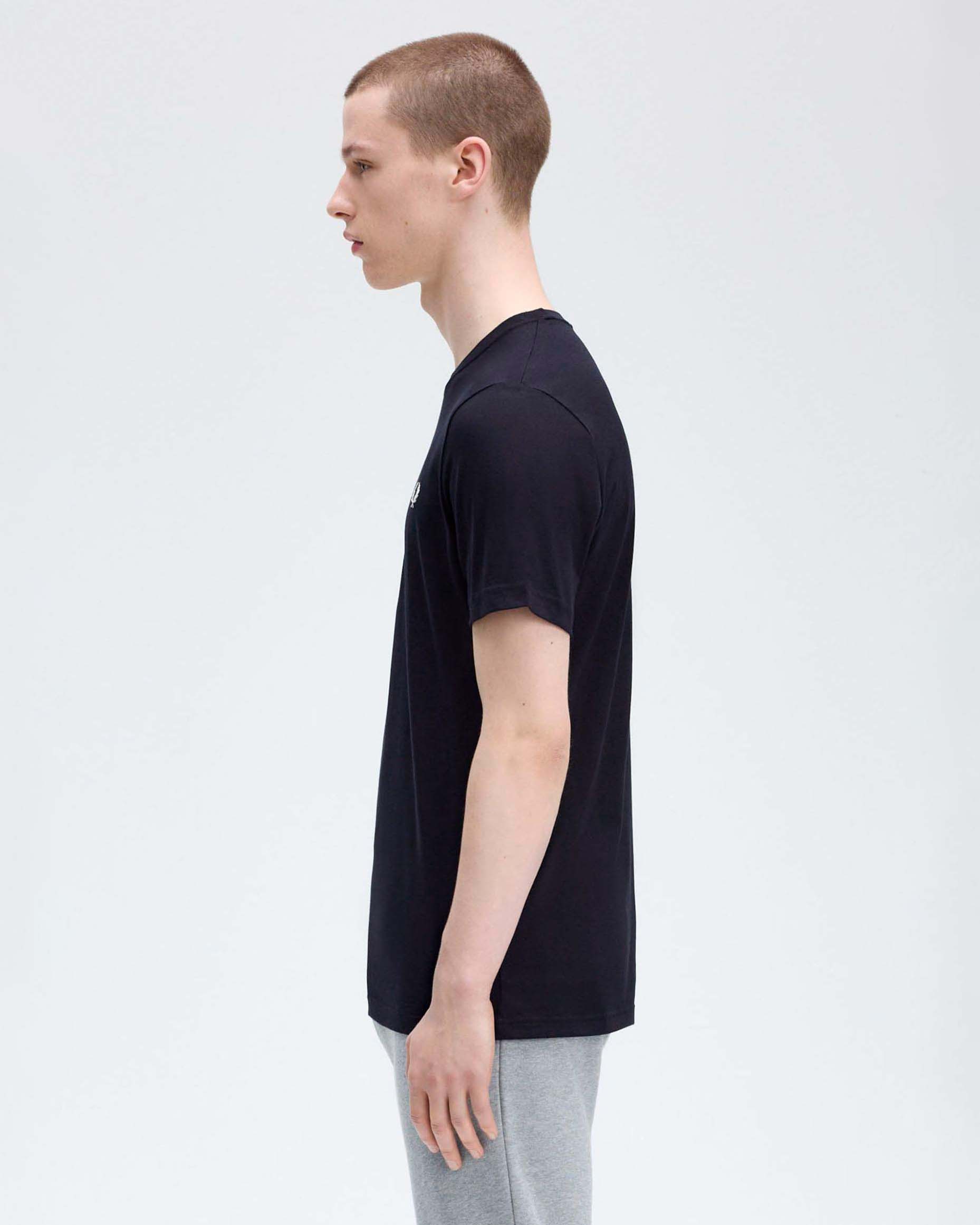 T-shirt mezza manica Fred Perry blu tinta unita con logo bianco image