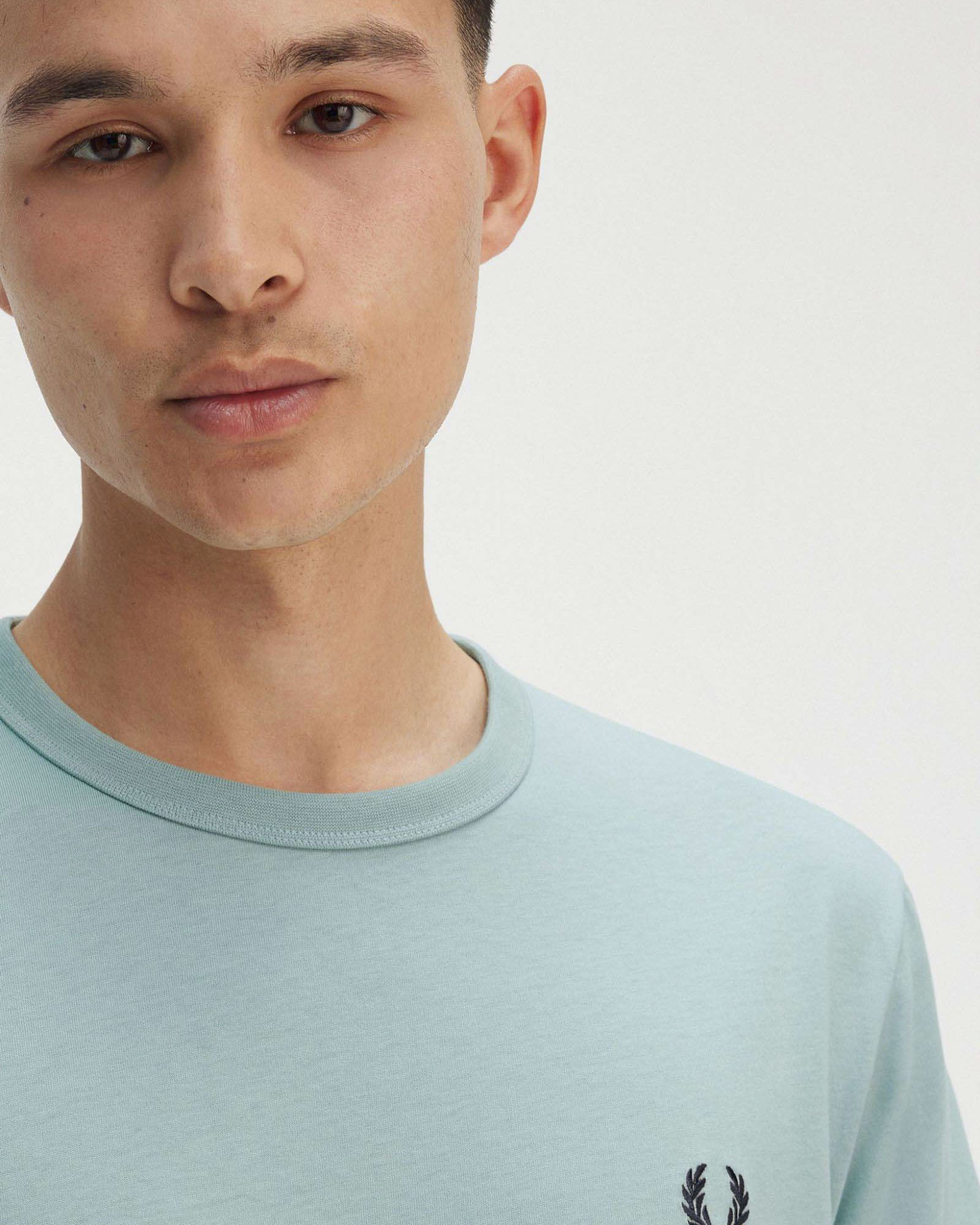 T-shirt mezza manica Fred Perry color acqua tinta unita image