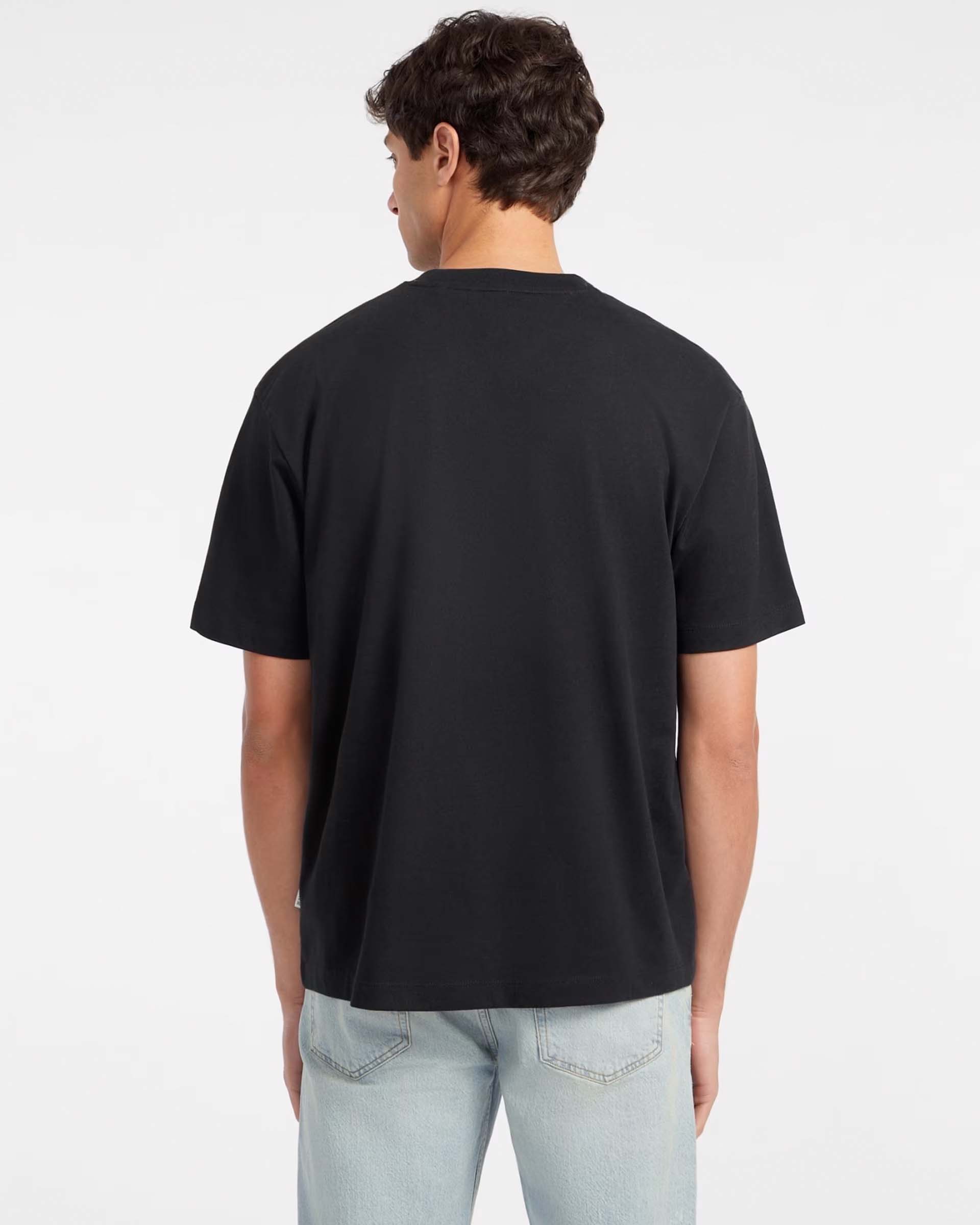 T-shirt Guess Jeans nera relaxed-fit con logo ricamato in tono