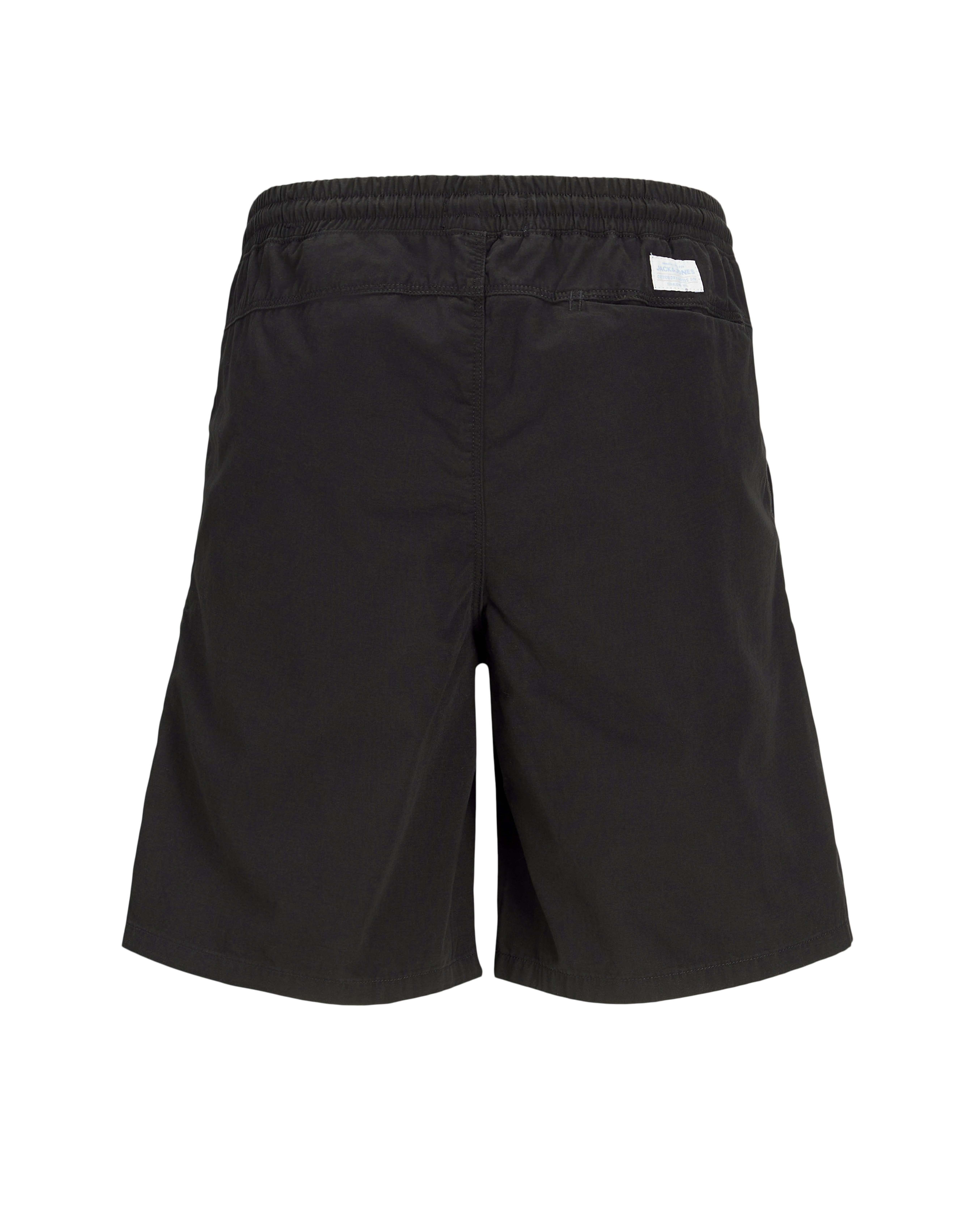 Bermuda Jaiden Jack & Jones nero regular-fit in tessuto fiammato di puro cotone con coulisse ed elastico inserito image